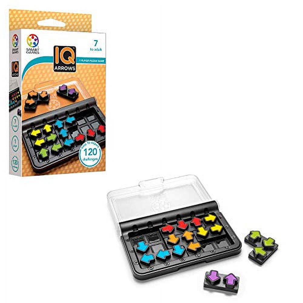 SmartGames IQ Arrows - a Skill-Building Travel Game w/Portable Case Featuring 120 Challenges for Ages 7 - Adult SmartGames