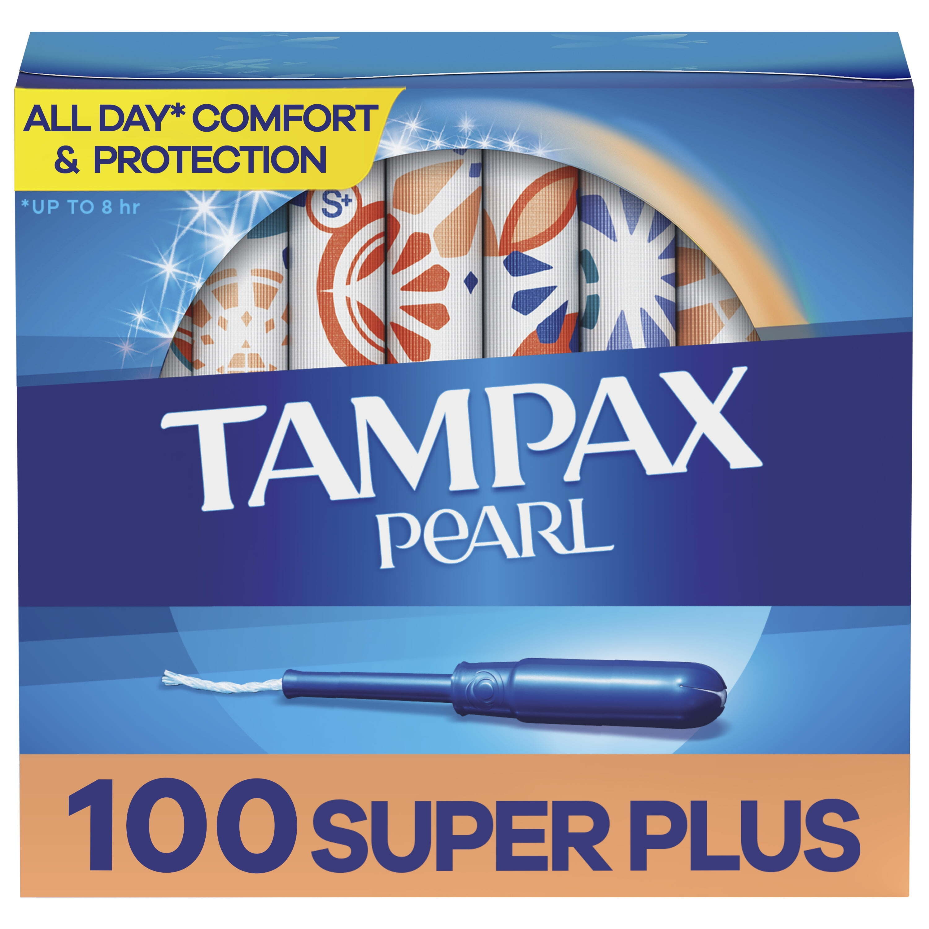 Tampax Pearl Tampons with LeakGuard Braid, Super Plus Absorbency, 100 Count Tampax