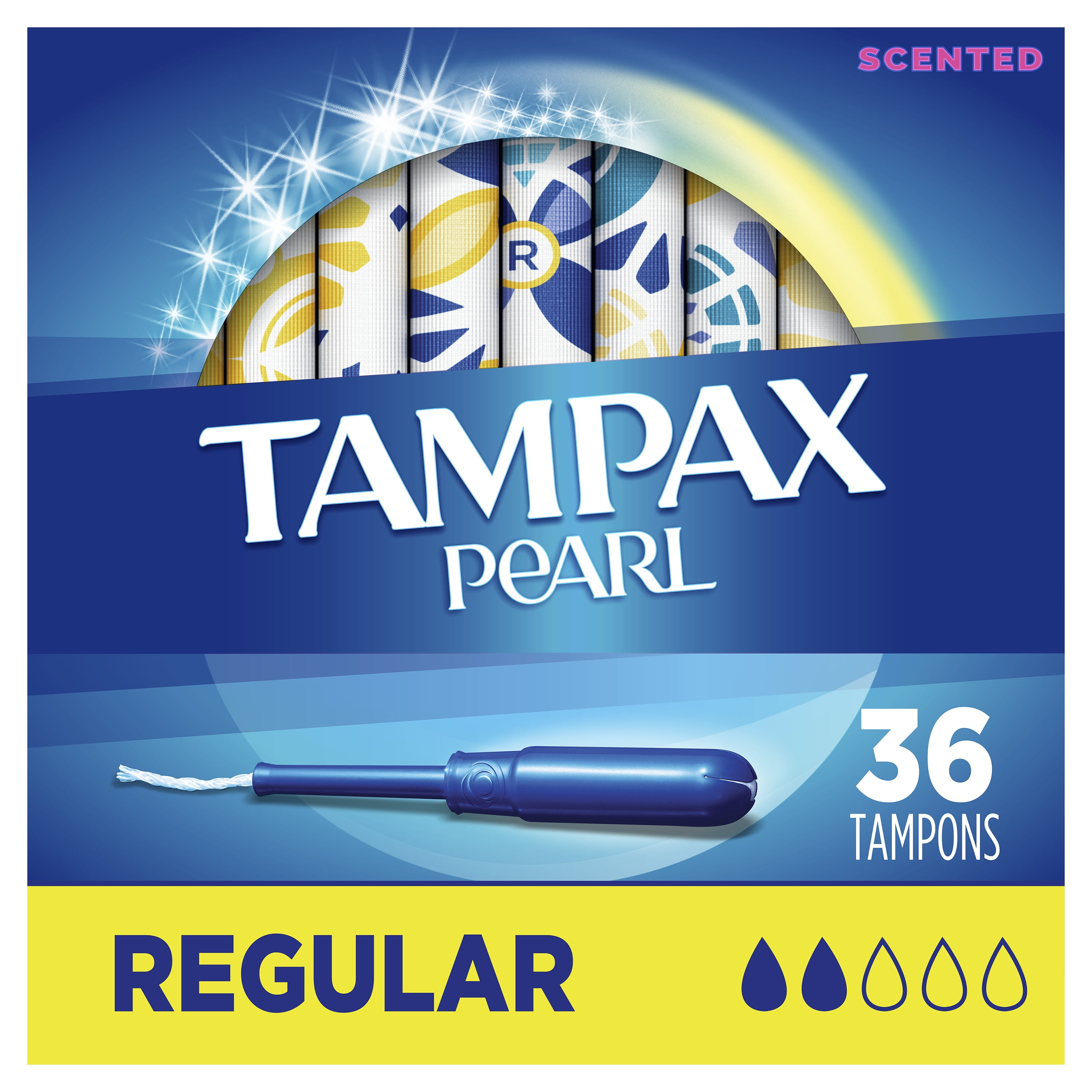 Tampax Pearl Regular Absorbency Plastic Tampons, Scented, 36 Ct Tampax