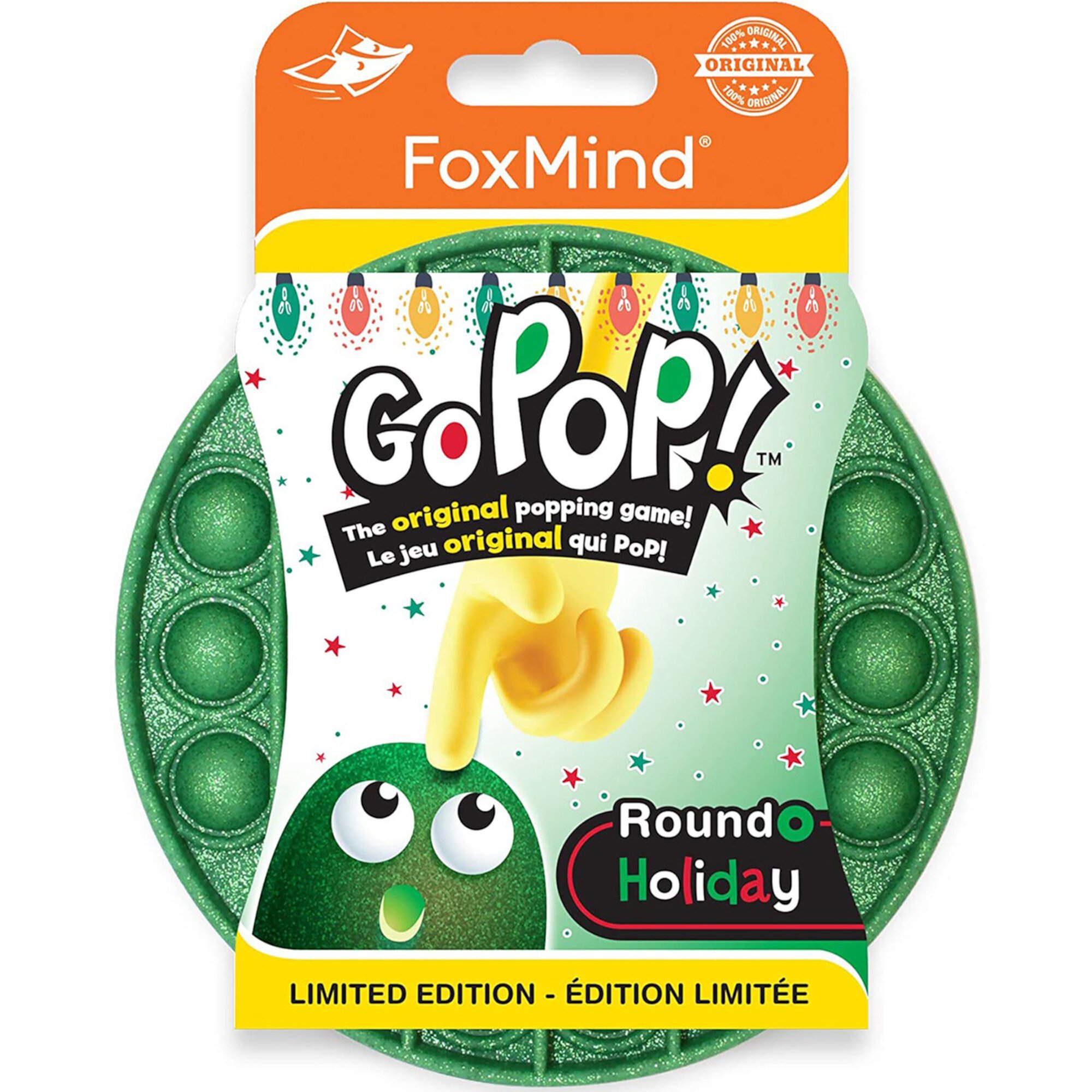 Go Pop! Roundo - Holiday Glitter Green - The Original Popping Game, 3IN1: Fidget Toy, Solo, 2 Player - Stress Reliever, Ages 5+, 1-2 Players FoxMind