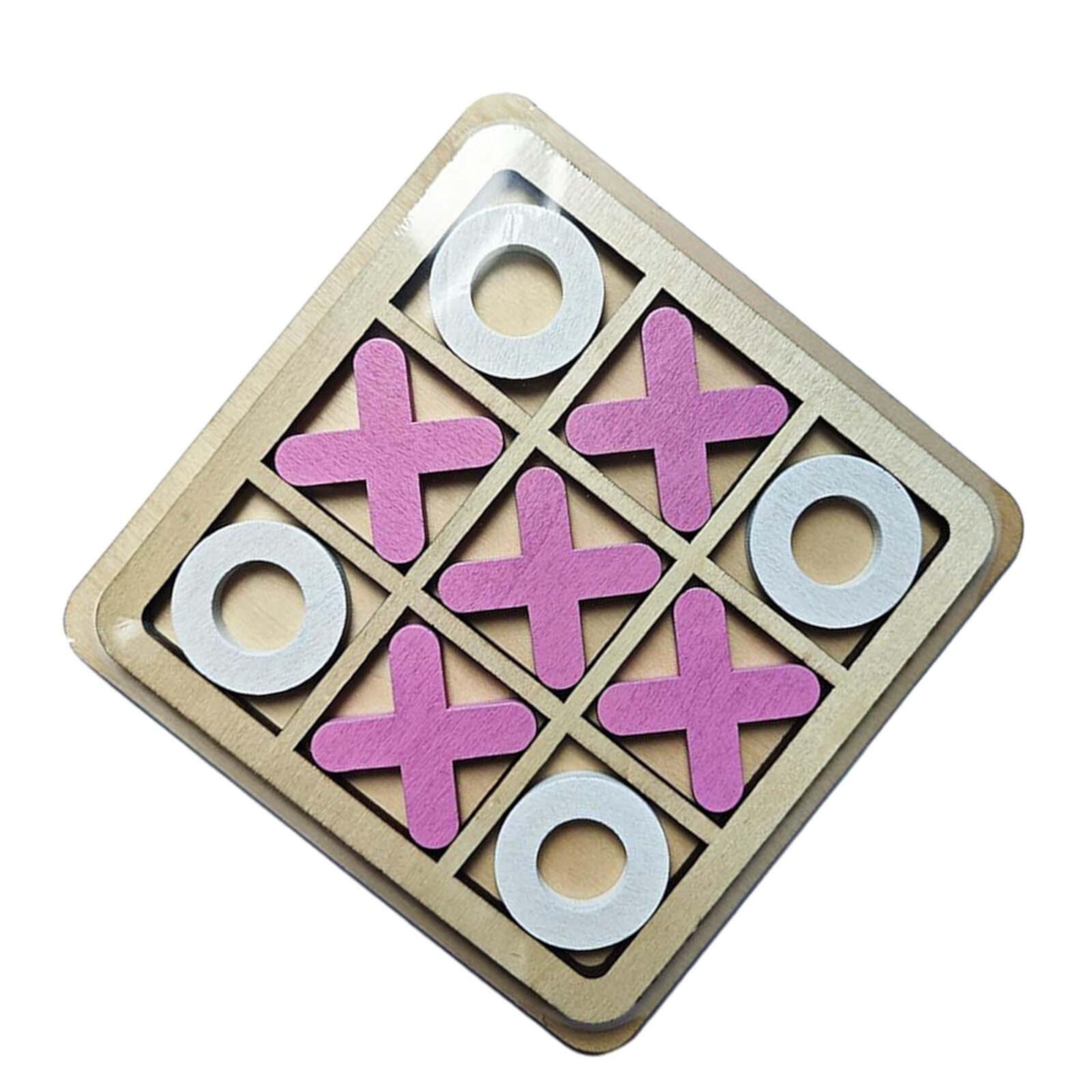 Tic TAC Toe Wooden Board Game Family Children Puzzle Game 14x14cm for Travel Shamjina