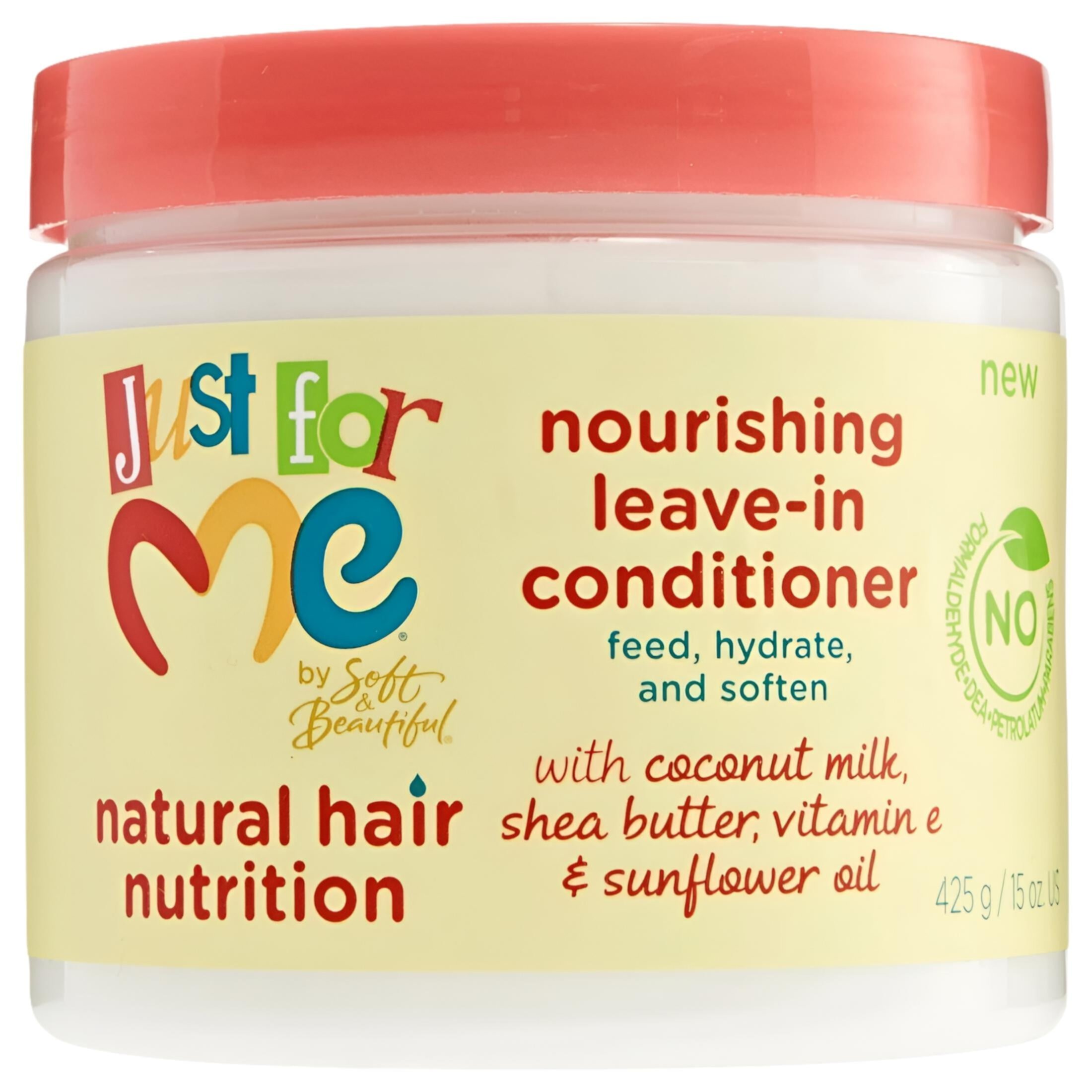 Just For Me Natural Hair Milk Nourishing Leave-In Conditioner - For Curly, Coily & Relaxed Hair. Contains Coconut Milk, Shea Butter & Sunflower Oil, 15 Oz. Just For Me