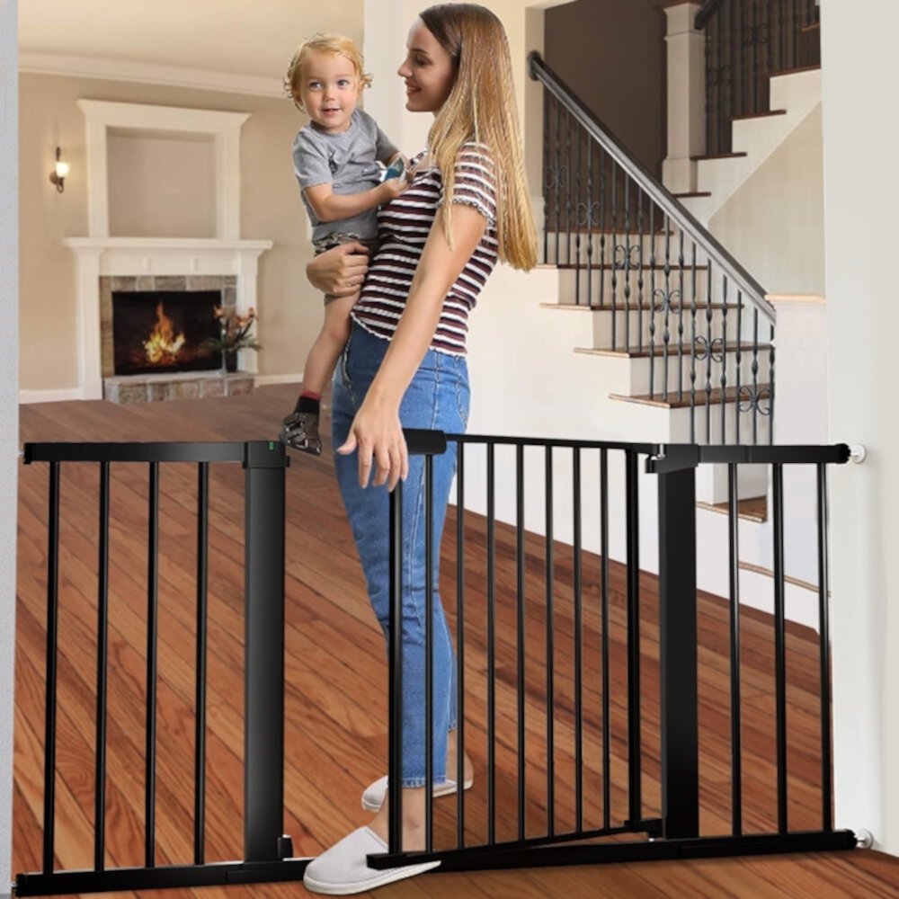 29.5-51.6'' Extra Wide Baby Gate, 30''H Safety Doorway Gates Pressure Mounted,White SINGES