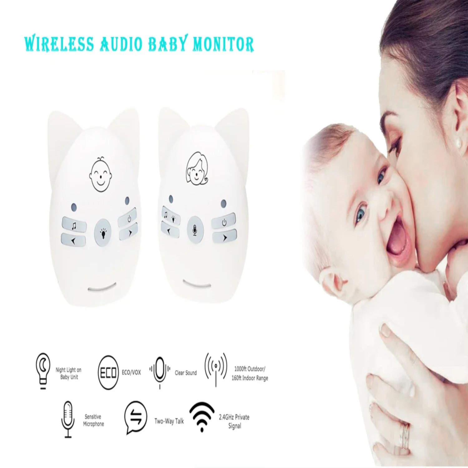 Wireless V30 Baby Monitor with Soothing Lullabies  Intercom  Night Light - Advanced Nanny Monitoring Device for Peaceful Sleep LZZGDZ