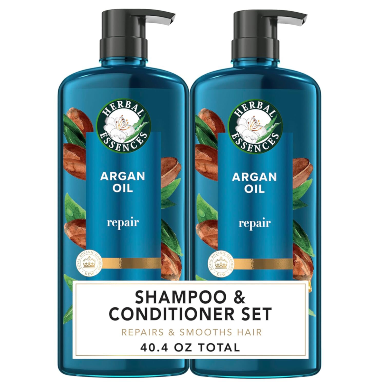 Herbal Essences Argan Oil of Morocco Shampoo & Conditioner Set, Repair & Smooth, Kew Endorsed, Fizzy Citrus Scent, Paraben-Free, Safe for Color-Treated Hair, pH-Balanced, 20.2 Fl Oz Herbal Essences