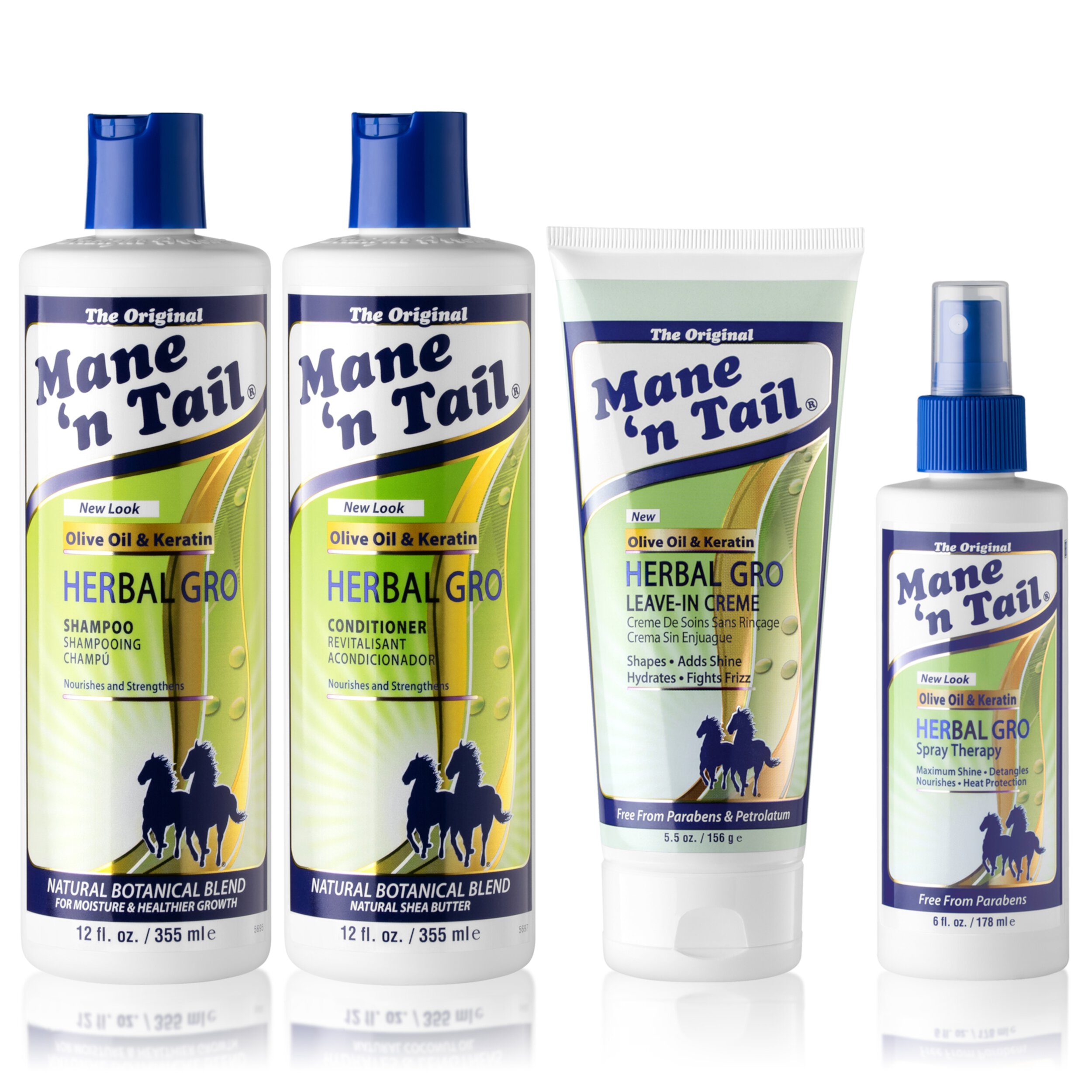 Mane 'n Tail: Herbal Gro 4 Piece Kit Includes | Herbal Gro Shampoo + Herbal Gro Conditioner (12 Oz Each), Herbal Gro Spray Therapy (6 Oz), and Herbal Gro Creme Therapy (5.5 Oz) Mane 'n Tail