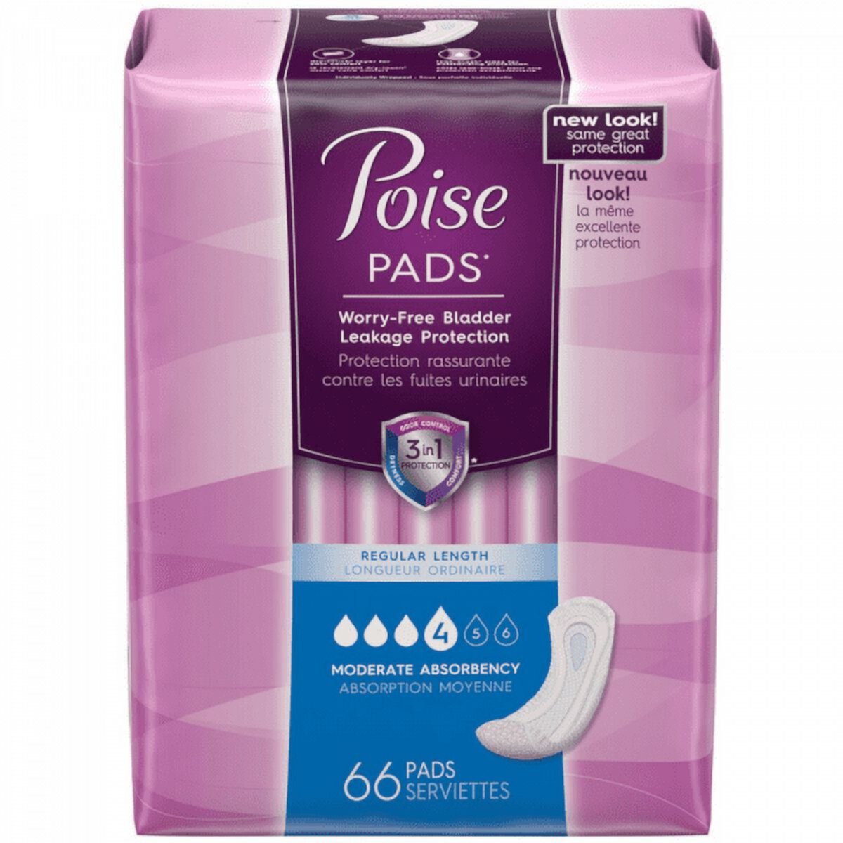 Poise Moderate Absorbency Incontinence Pads Regular Length, 66 CT Visit the Poise Store