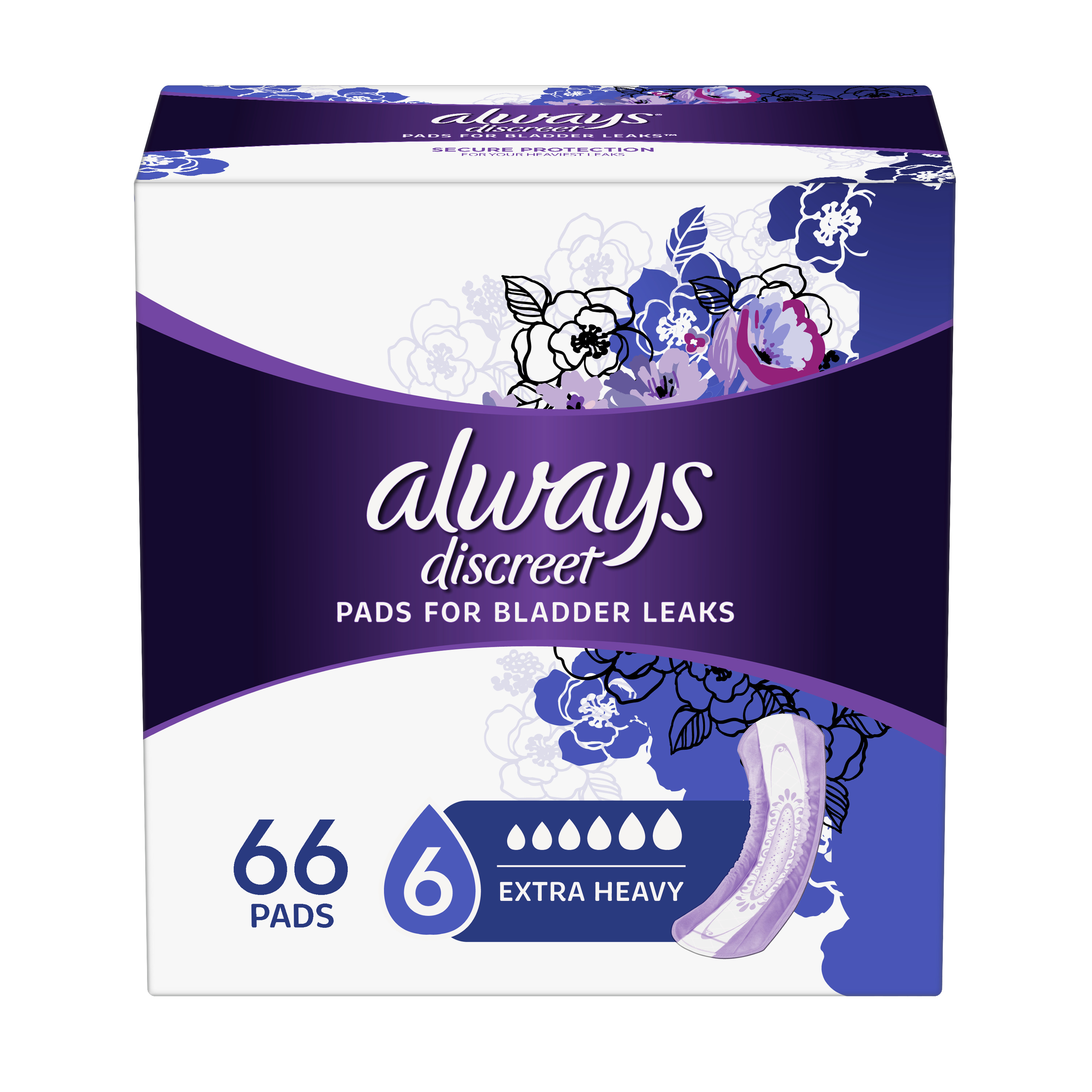 Always Discreet Incontinence Pads for Women, Extra Heavy Absorbency, 66 Count Visit the Always Store