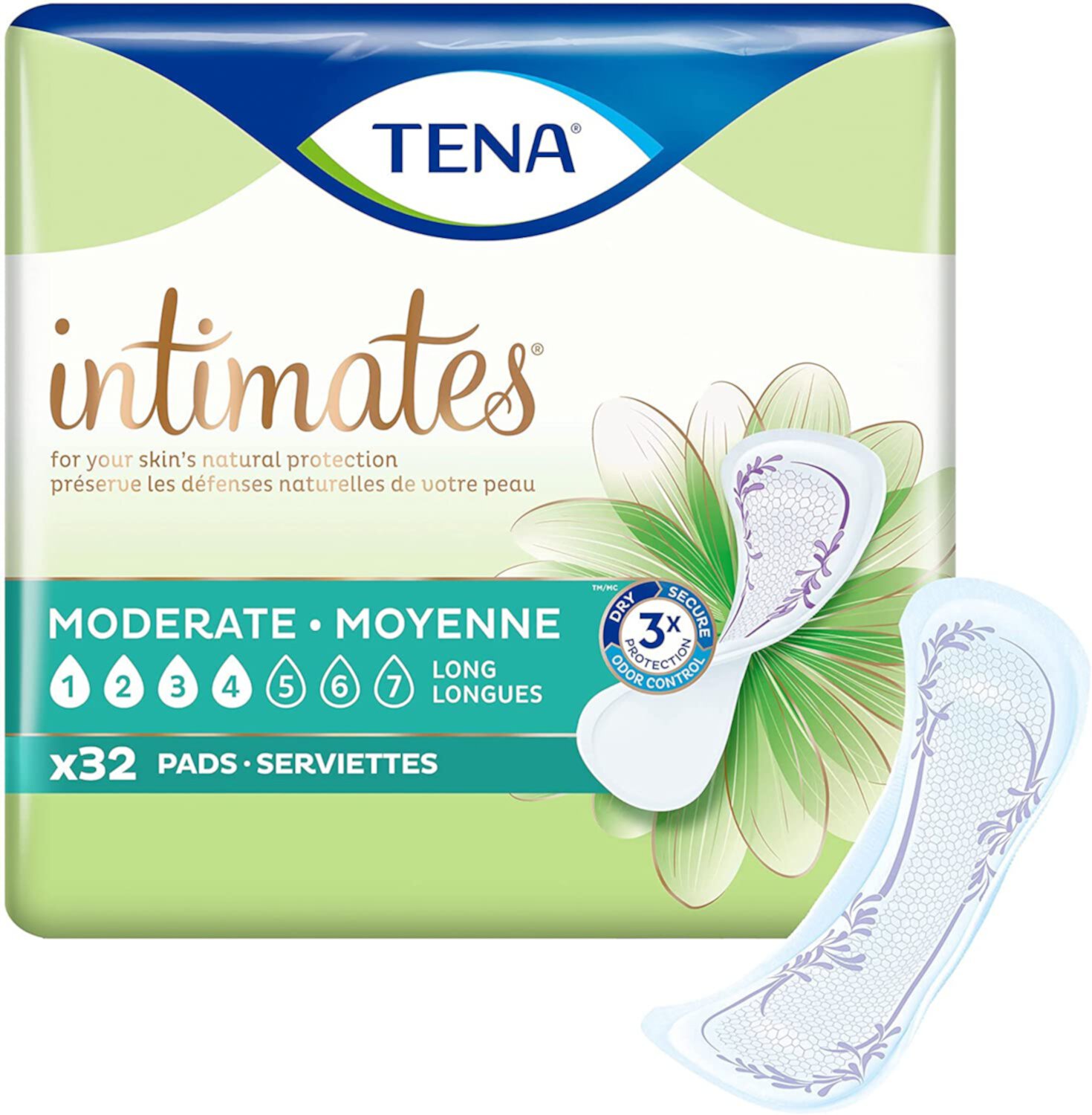 TENA Intimates Moderate Long Bladder Control Pads, Incontinence, Moderate Absorbency, 32 Count, 1 Pack Tena