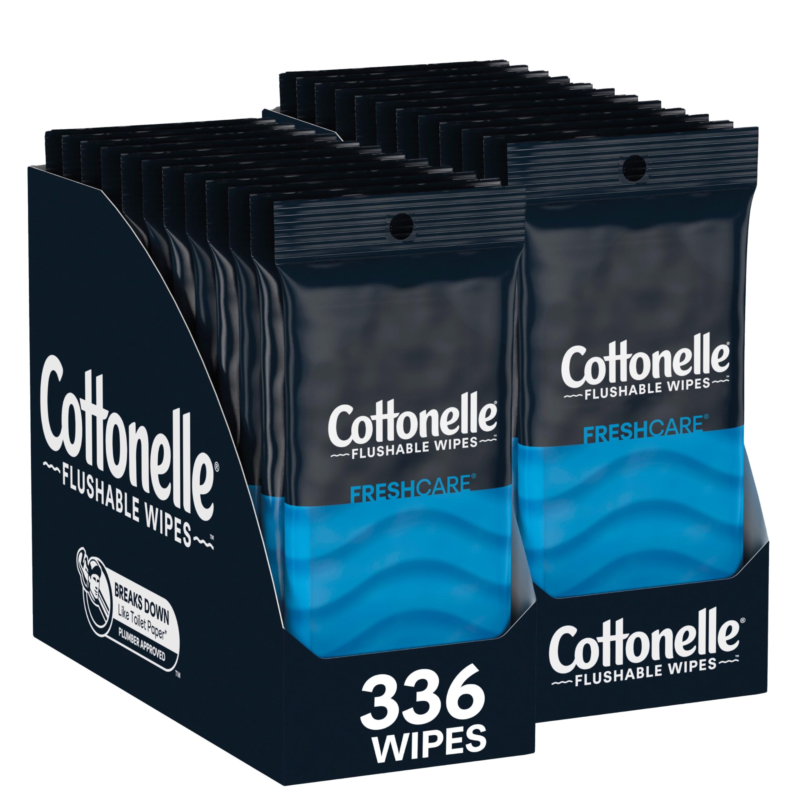 Салфетки увлажняющие Flushable, 24 упаковки по 14 салфеток для взрослых Cottonelle