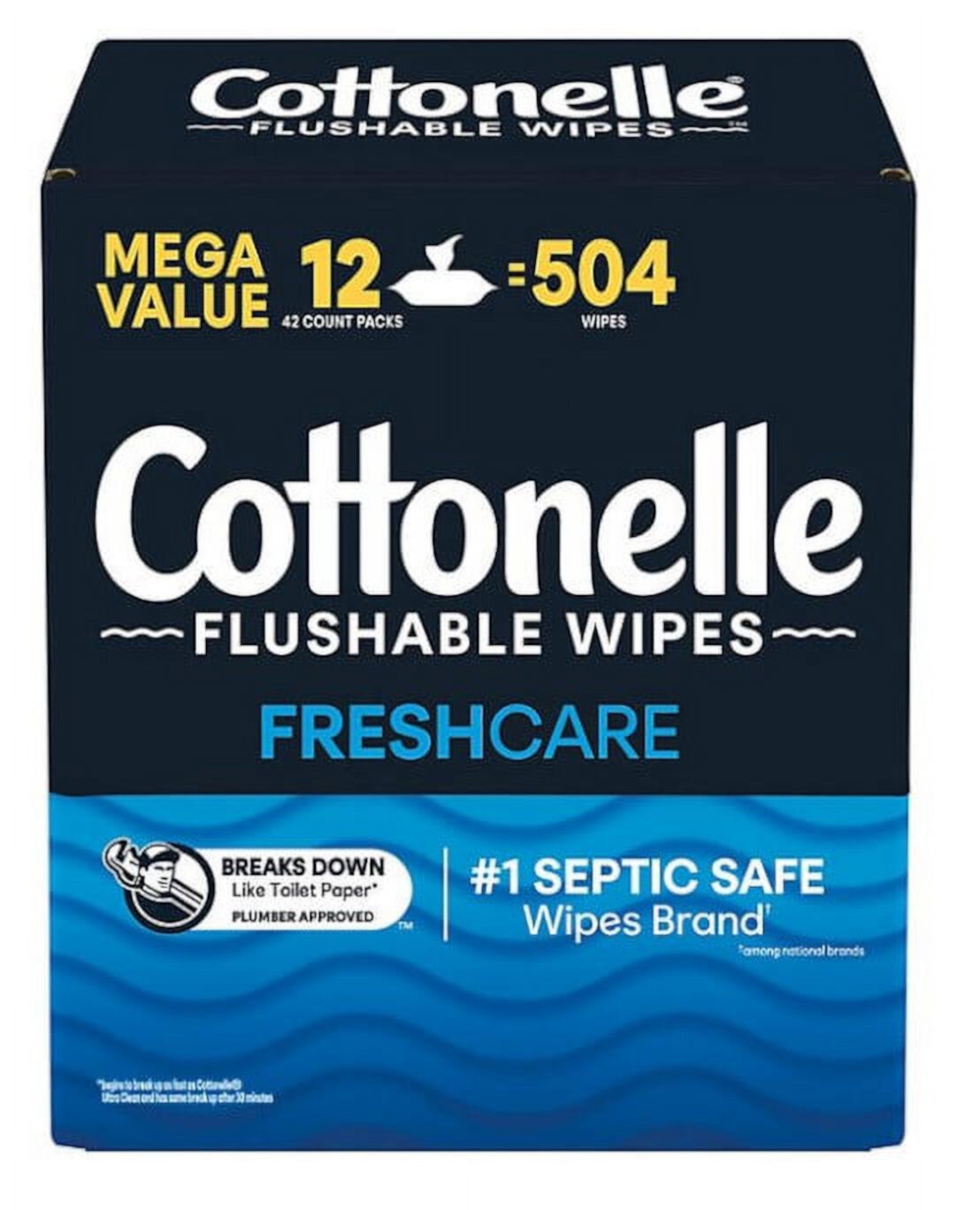 Салфетки для очищения Flushable 504 шт с увлажняющей текстурой CleanRipple® Cottonelle