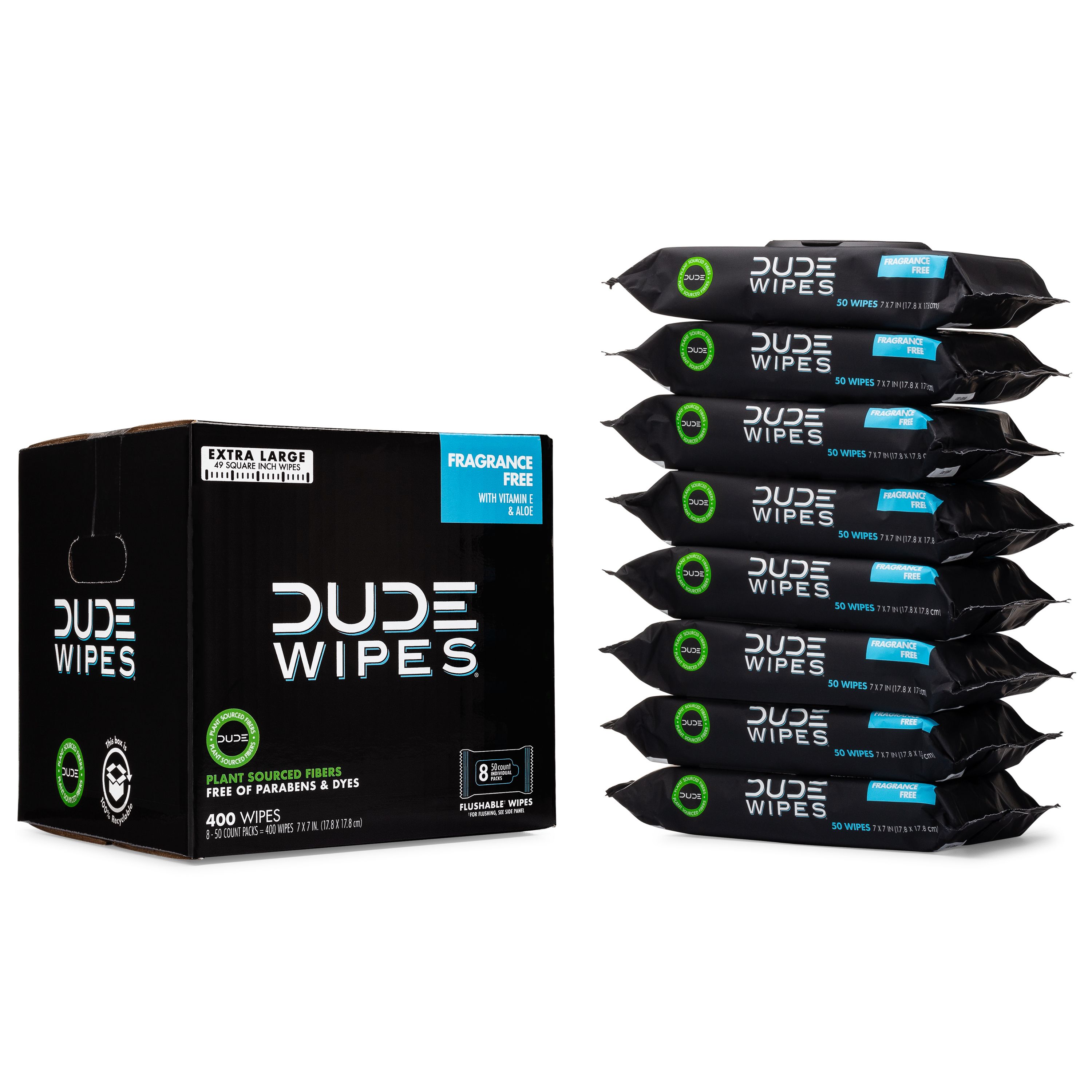 Влажные туалетные салфетки DUDE Wipes, без запаха, 400 шт, XL, гипоаллергенные DUDE