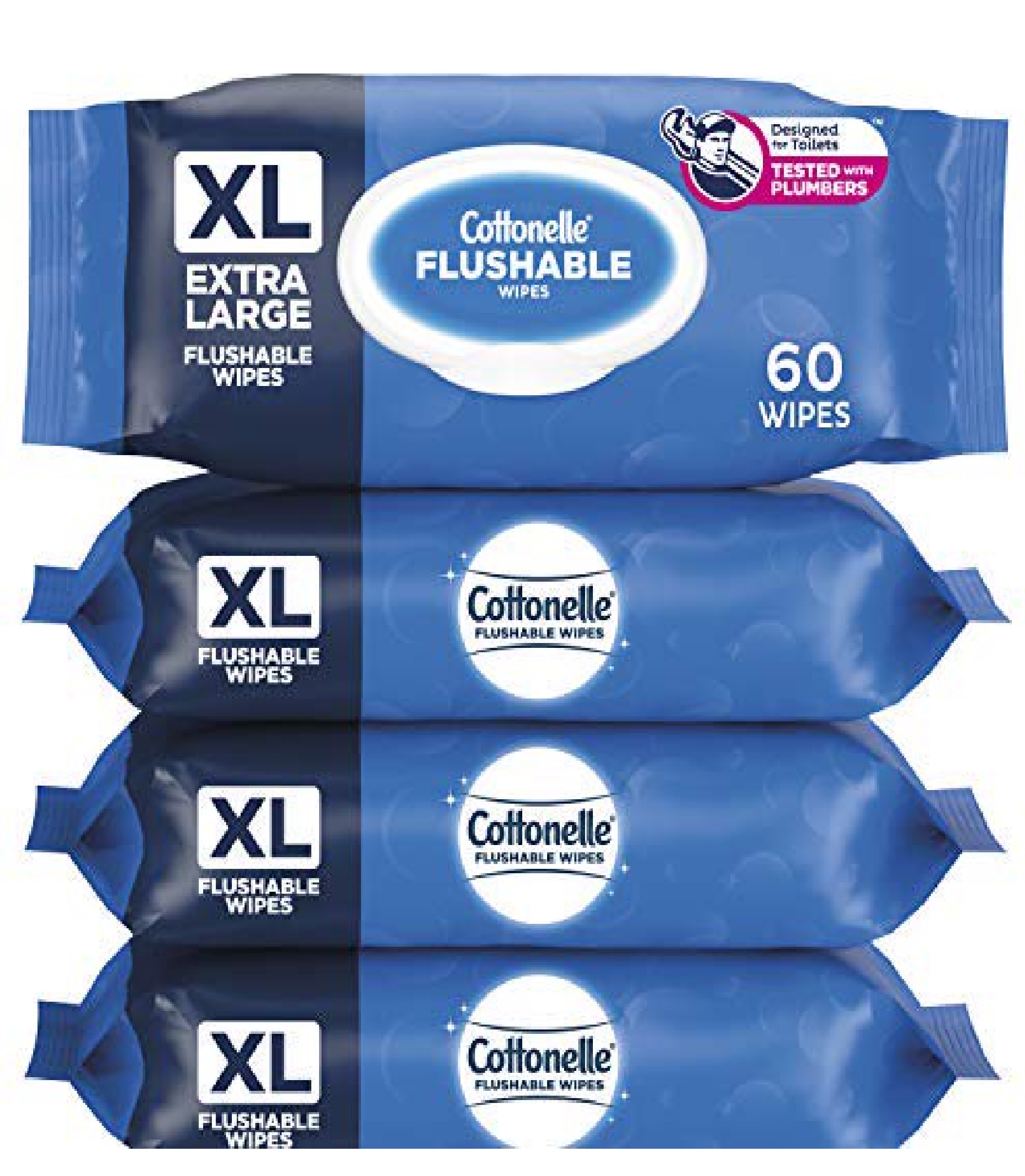 Салфетки для унитаза XL 240 шт, 4 упаковки по 60 влажных салфеток Cottonelle