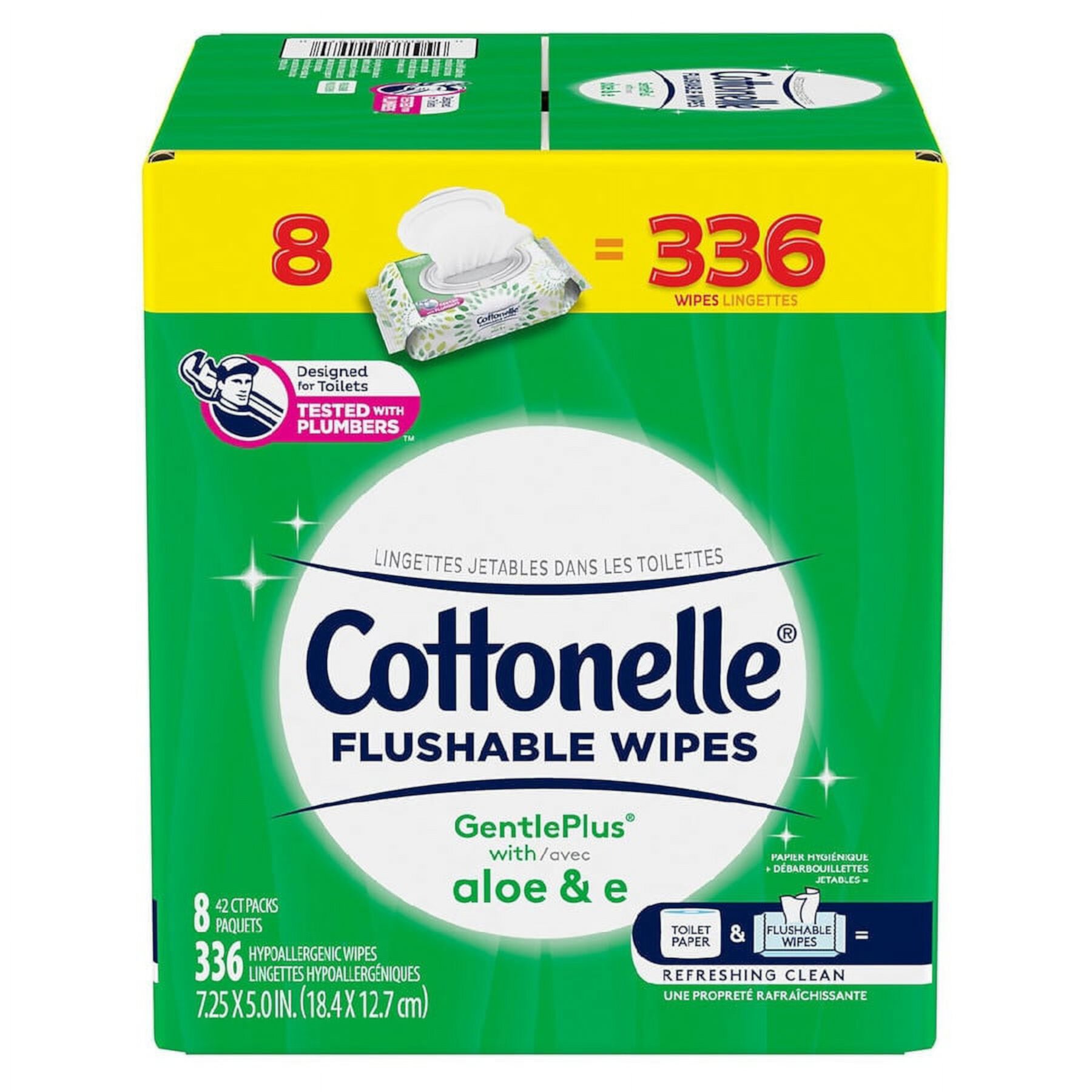 Влажные салфетки для унитаза Gentle Plus с алоэ и витамином E, 100% смываемые Cottonelle