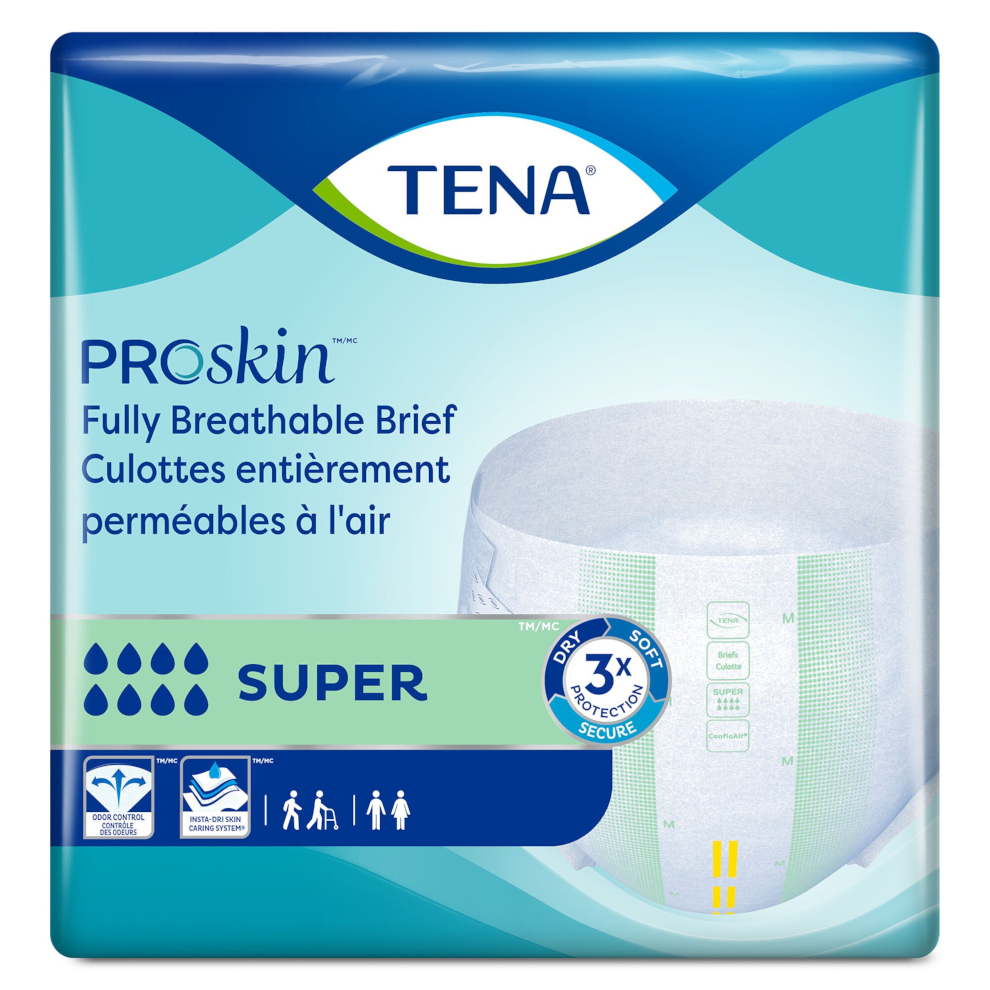 TENA Super Heavy Absorbency Adult Incontinence Brief, Medium, 56 Ct Tena