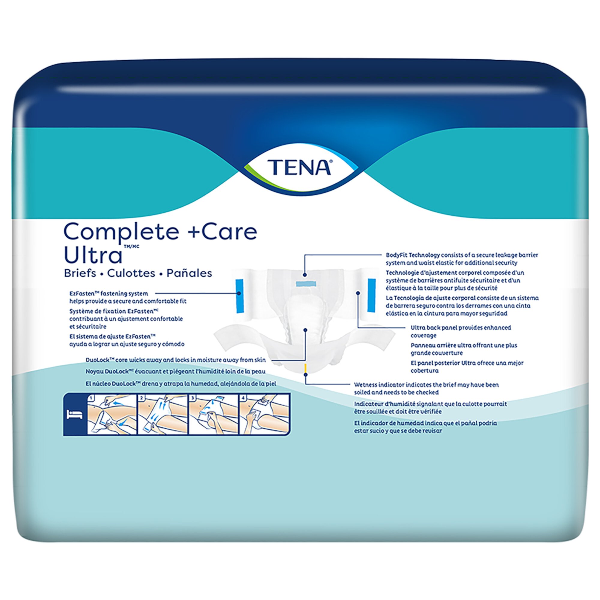 TENA Complete + Care Ultra Adult Incontinence Brief M Moderate Absorbency 69962, Ultra, 72 Ct Tena