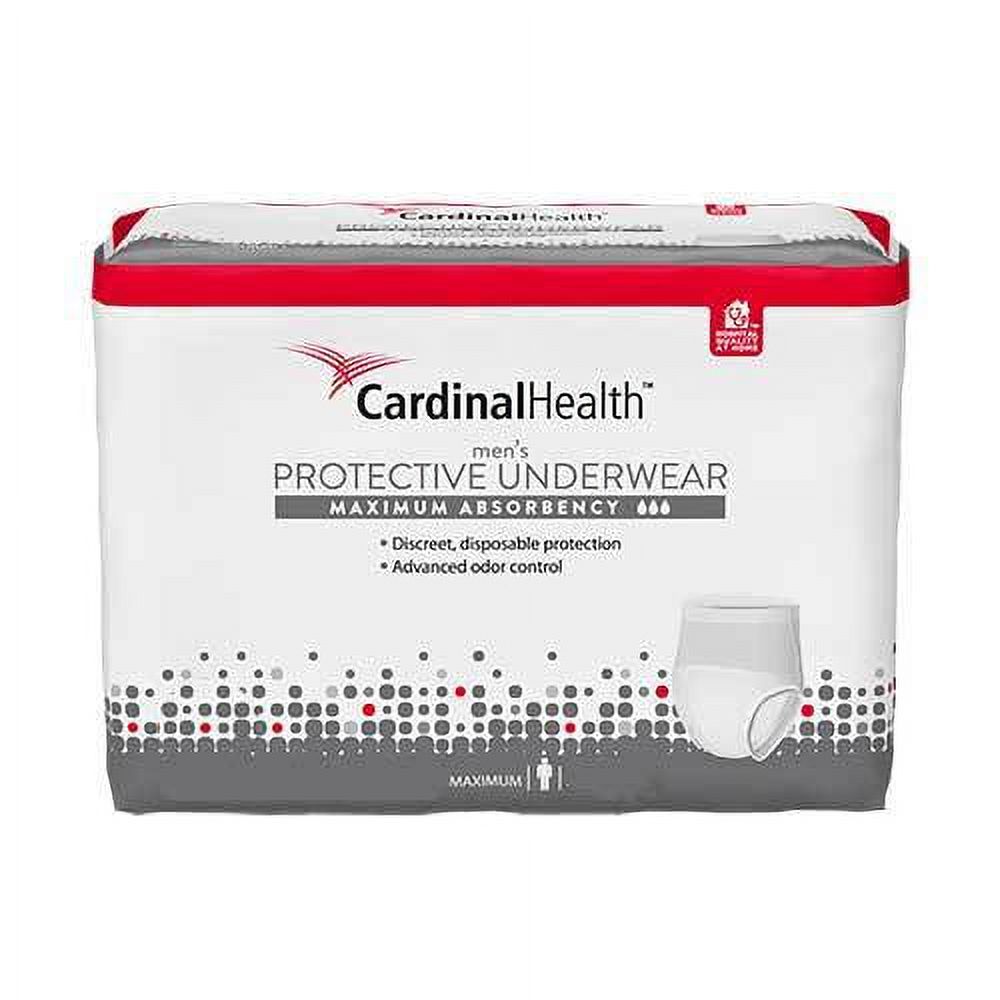 Cardinal Maximum Absorbency Protective Underwear for Men, Medium, 32 - 44", 95 - 185 lbs REPLACES ZRPUM20-Pack of 20 Cardinal Health