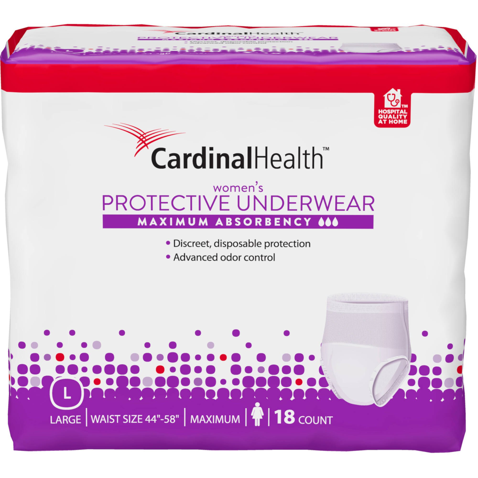 Cardinal Health Women's Protective Underwear Maximum Absorbency, Large, 18 ea Cardinal Health