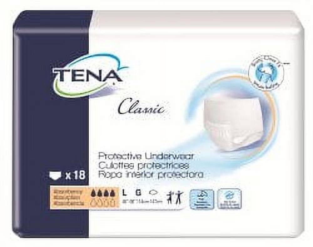 Tena Classic Protective Incontinence Underwear, Moderate Absorbency, Large, 18 Ct, Pack of 4 Essity