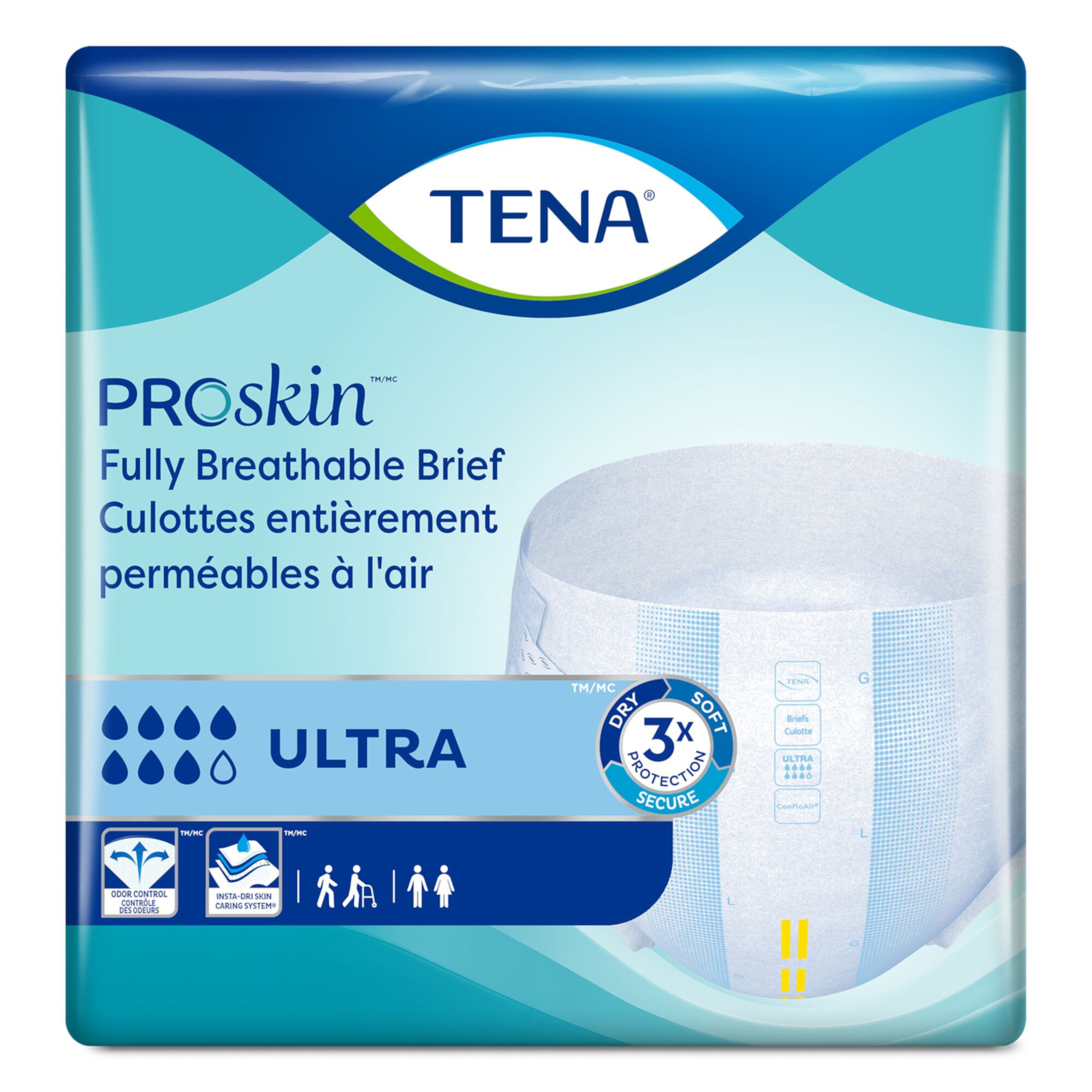 TENA Ultra Heavy Breathable Absorbency Adult Incontinence Brief, Large, 80 Ct Tena