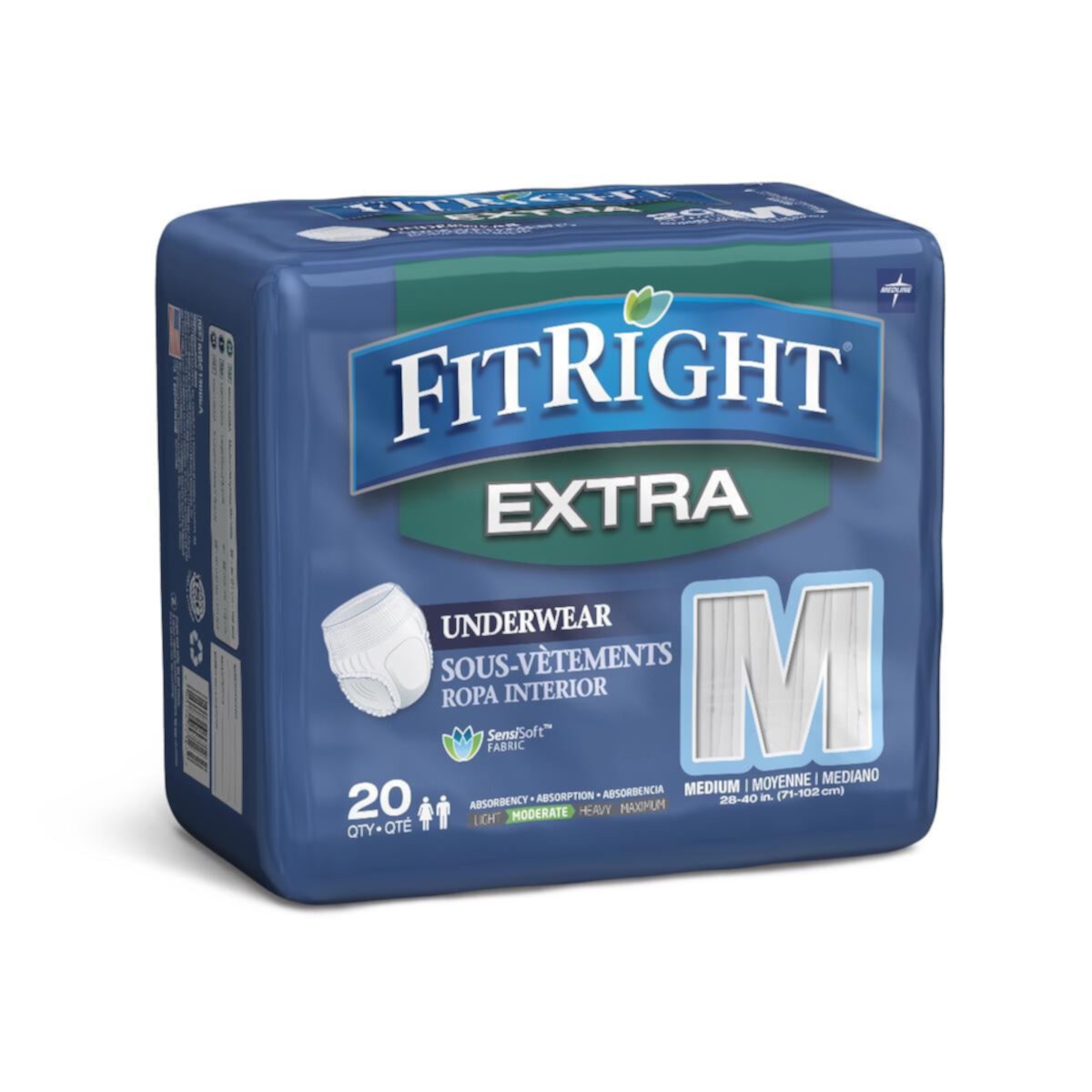 Подгузники для взрослых FitRight Extra, 20 шт, средний размер 71-102 см, высокая впитываемость FitRight