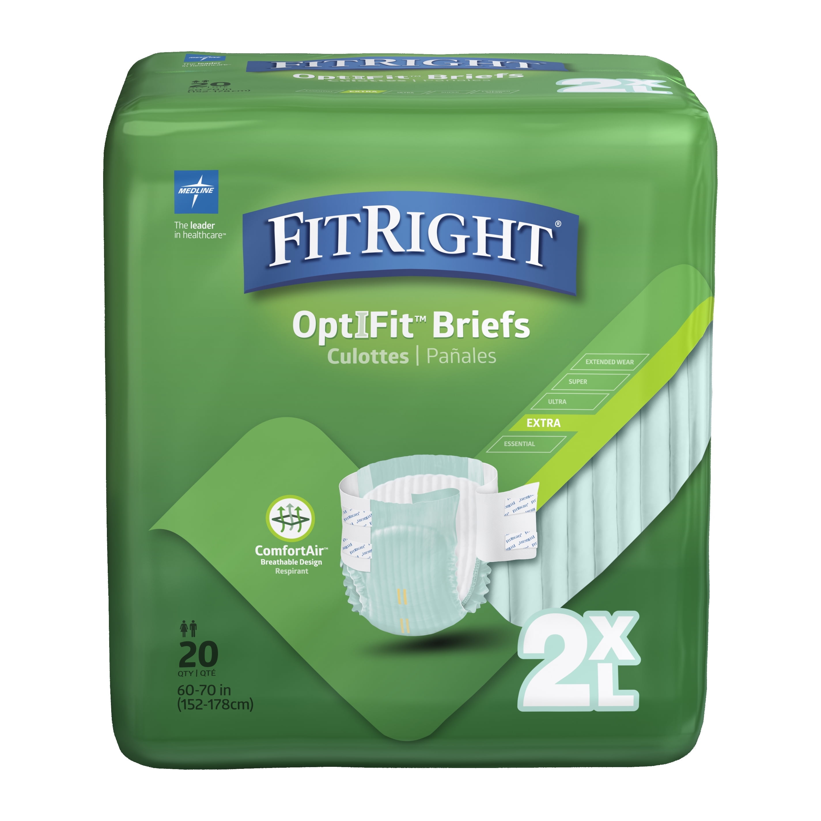 FitRight OptiFit Экстра Носки с Застежками, Средняя Уровень Поглощения, 2XL, 152-178 см, 20 шт FitRight