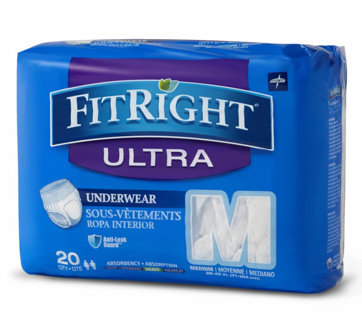 Защитные трусы FitRight Ultra, средний размер, 20 шт., максимальное впитывание Medline