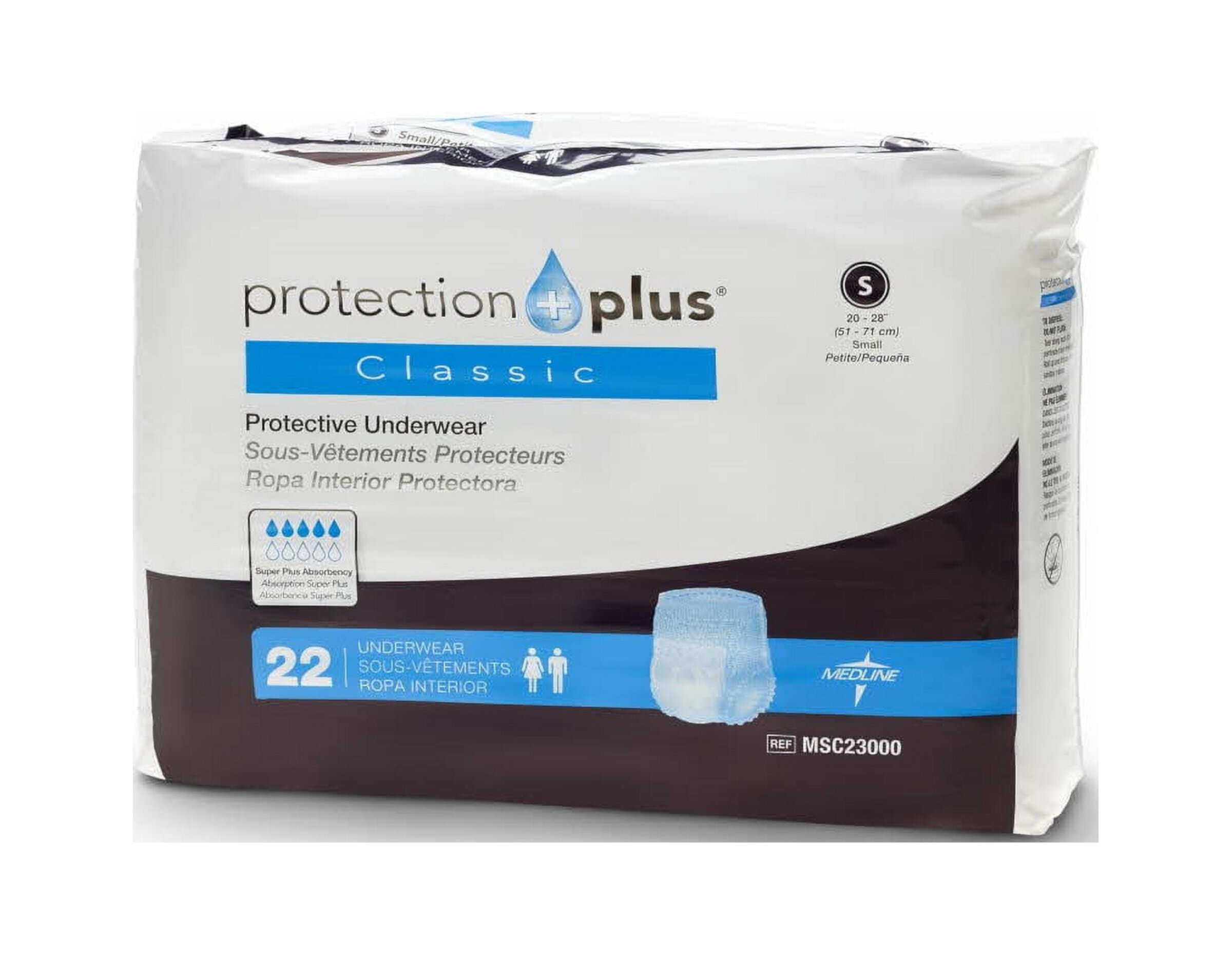 Защитные одноразовые трусы Protection Plus, размер маленький, 22 штуки, максимальная впитываемость (уровень 5) Medline