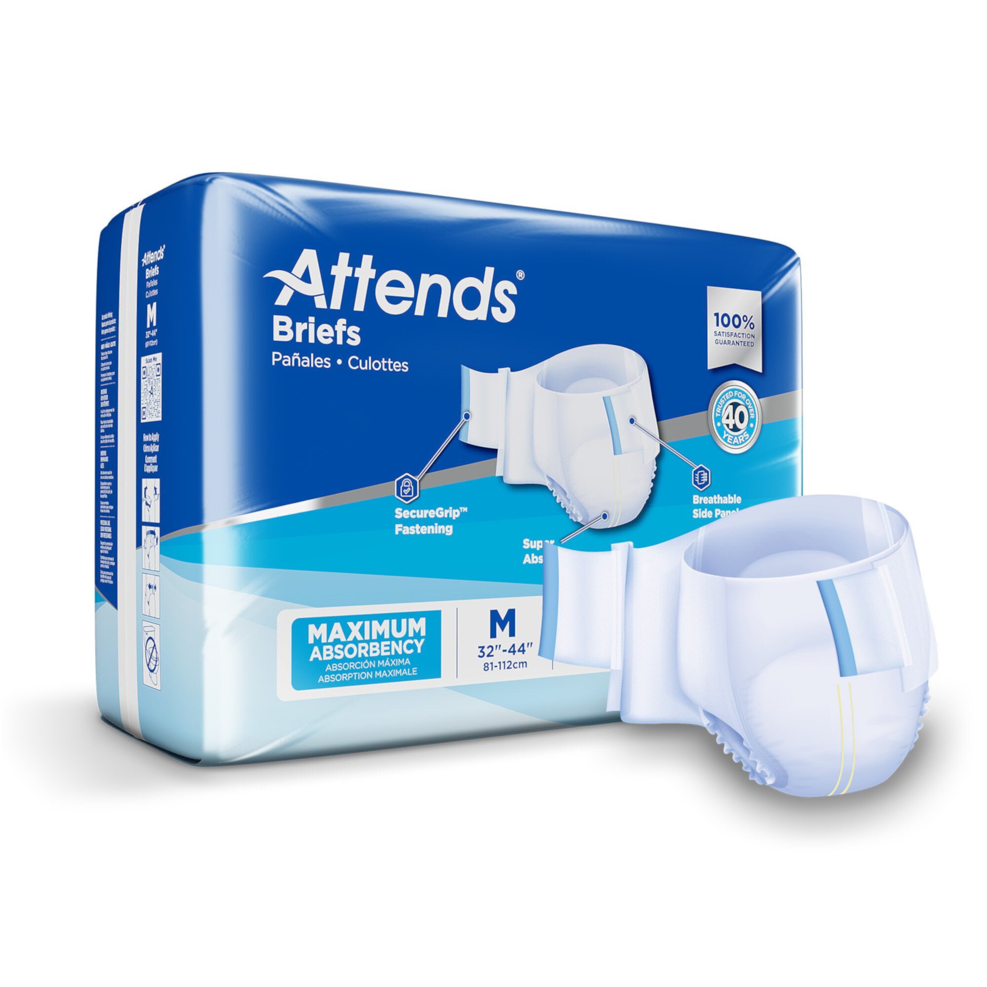 Attends Adult Incontinence Brief M Heavy Absorbency Contoured, DDA20, Heavy to Severe, 24 Ct Attends