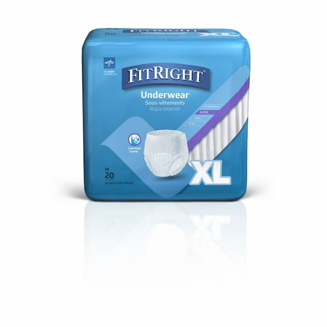 FitRight Super Adult Incontinence Underwear, Medium, 20 ct, Maximum Absorbency FitRight