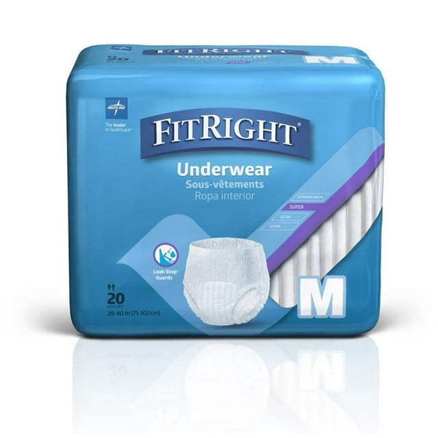 Подгузники для взрослых FitRight Super, размер M, 20 шт, максимальная впитываемость FitRight