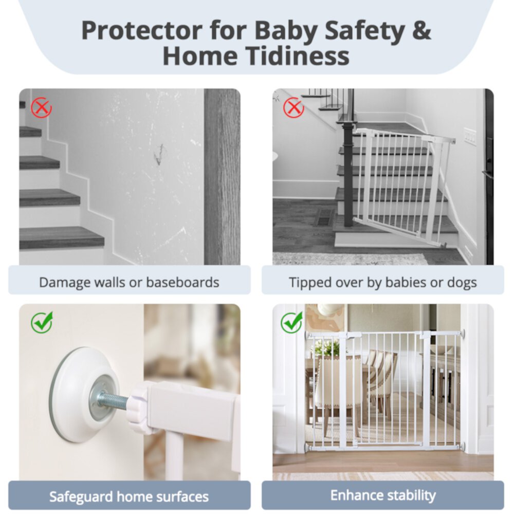 Baby Gate Wall Protector Wall Cups for Child Pressure Mounted Stair Safety , Protect Walls & Doorways SINGES