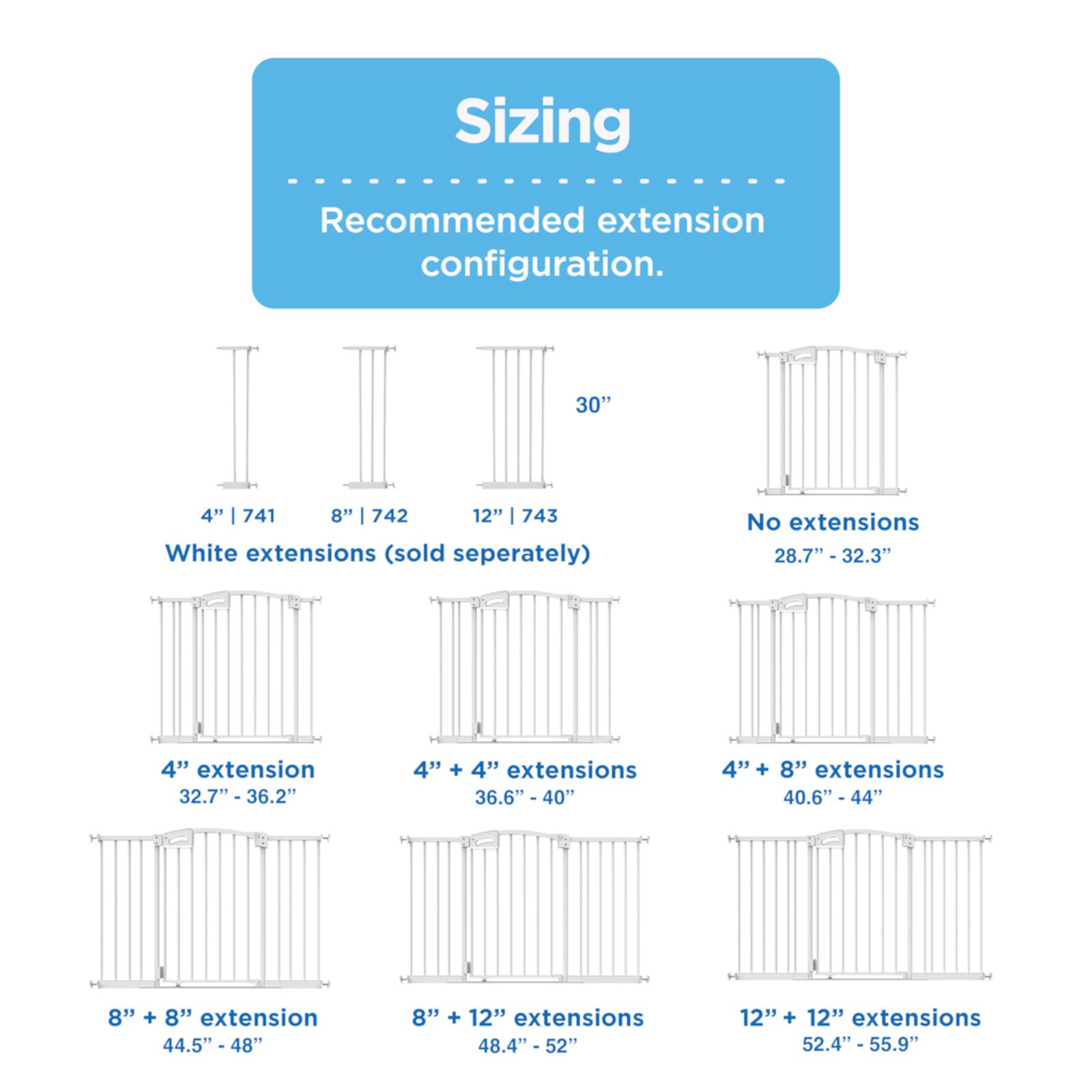 Perma Child Safety White 8" Pressure Mounted Baby Gate Extension Perma Child Safety