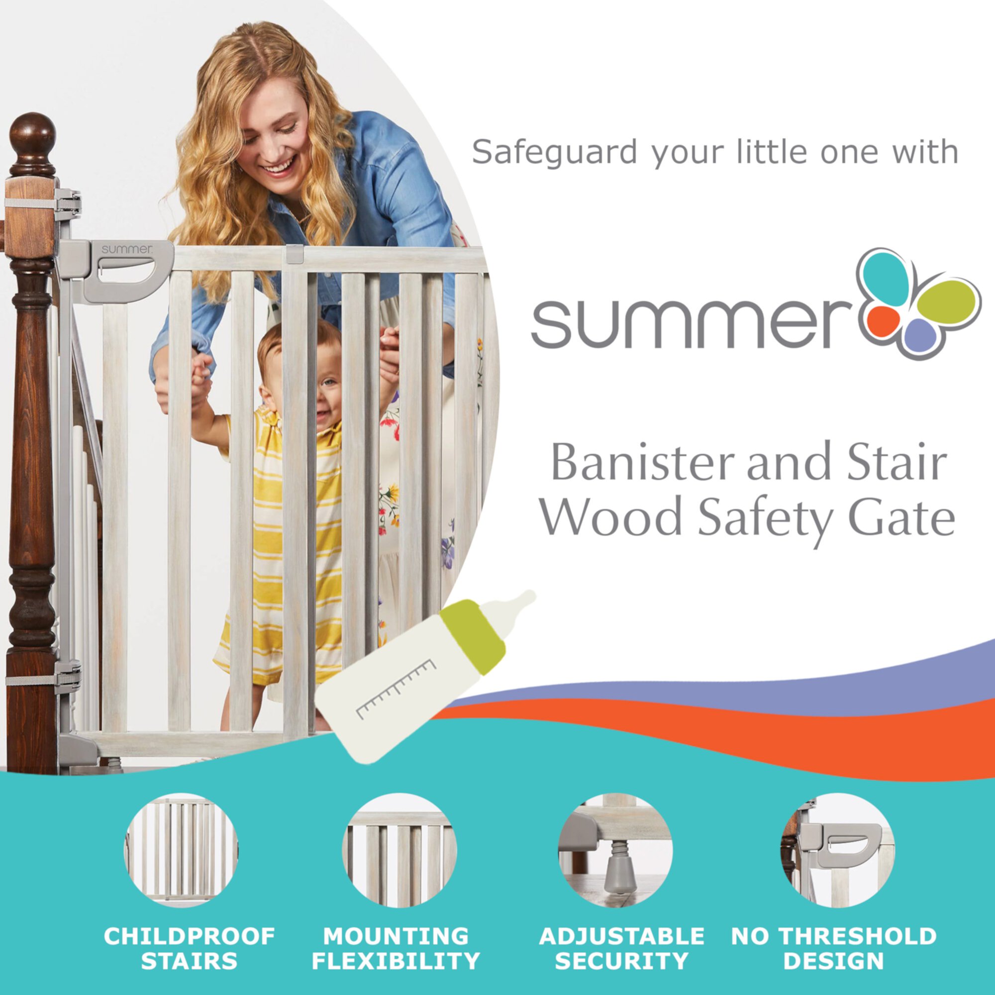 Summer? Wood Banister & Stair Safety Gate Summer Infant