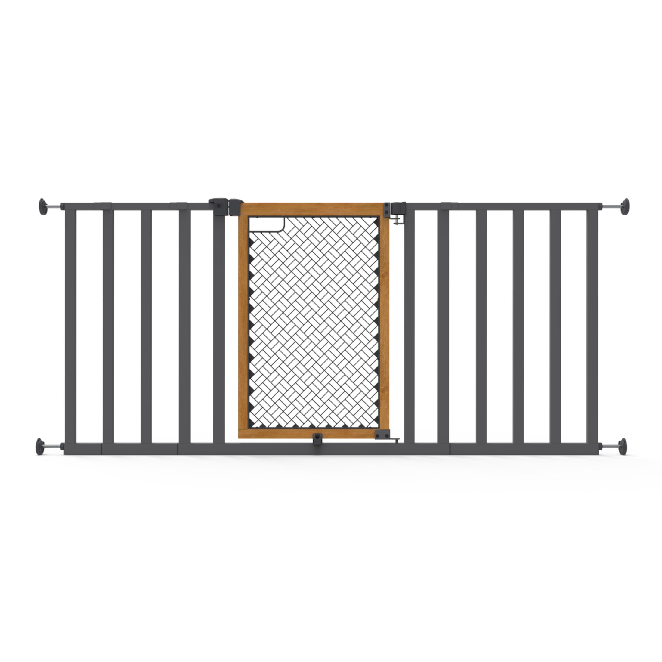 Summer by Ingenuity Thruway 60XW Series Pet and Baby Gate, Honey Oak Stained Wood and Metal, Openings from 30-60" Wide, Ages 6-24 Months Ingenuity