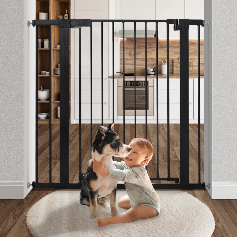 Baby Safety Gate, 36" Extra Tall, 29.5-40.6" Wide Baby Gate for Stairs and Doorway, Gate for 6 to 36 Months Old ,Black SINGES