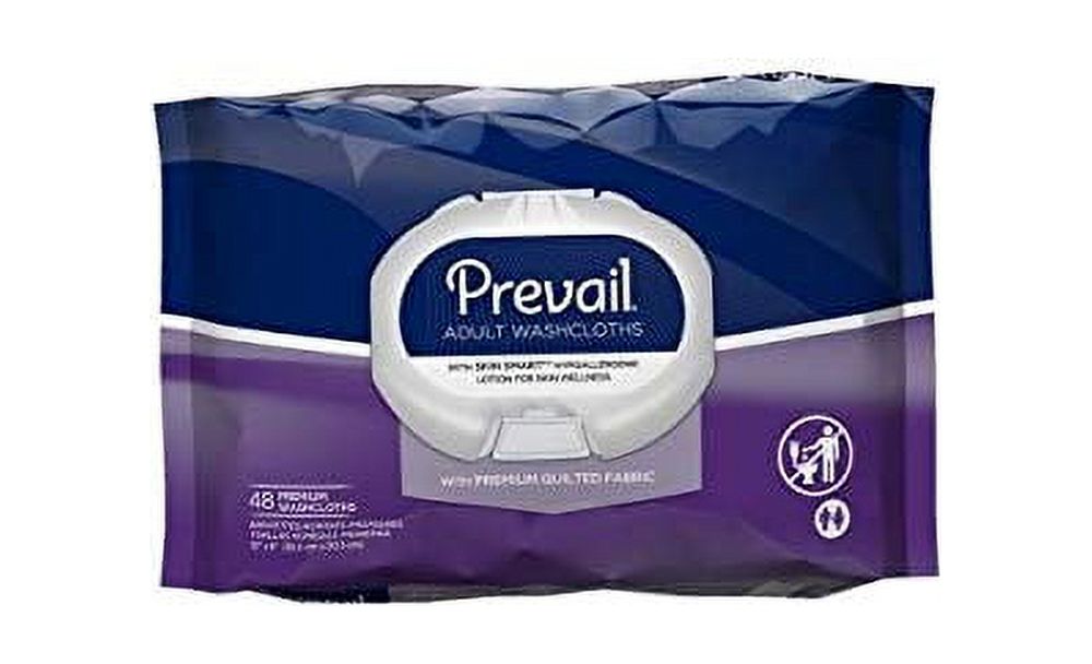 Prevail Premium Washcloths, Quilted, Softpack, 48 count (Pack of 6) Prevail