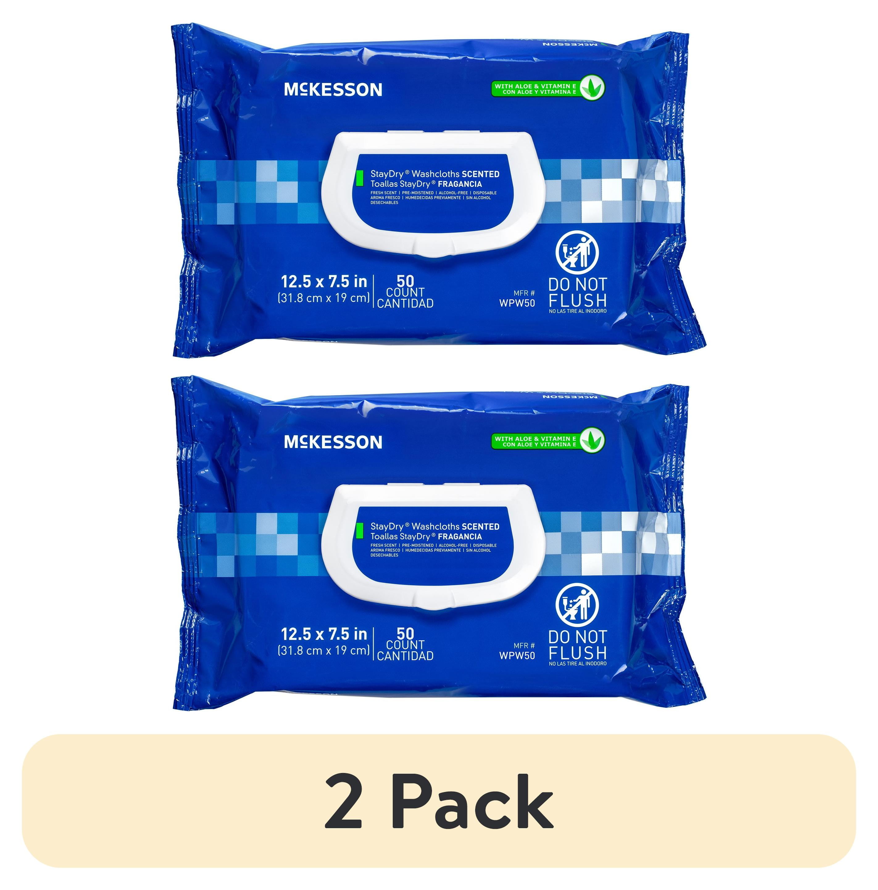 (2 pack) McKesson StayDry Adult Wipe or Washcloth 7.5 x 12.5" WPW50, 1 Pack 50 Wipes Mckesson