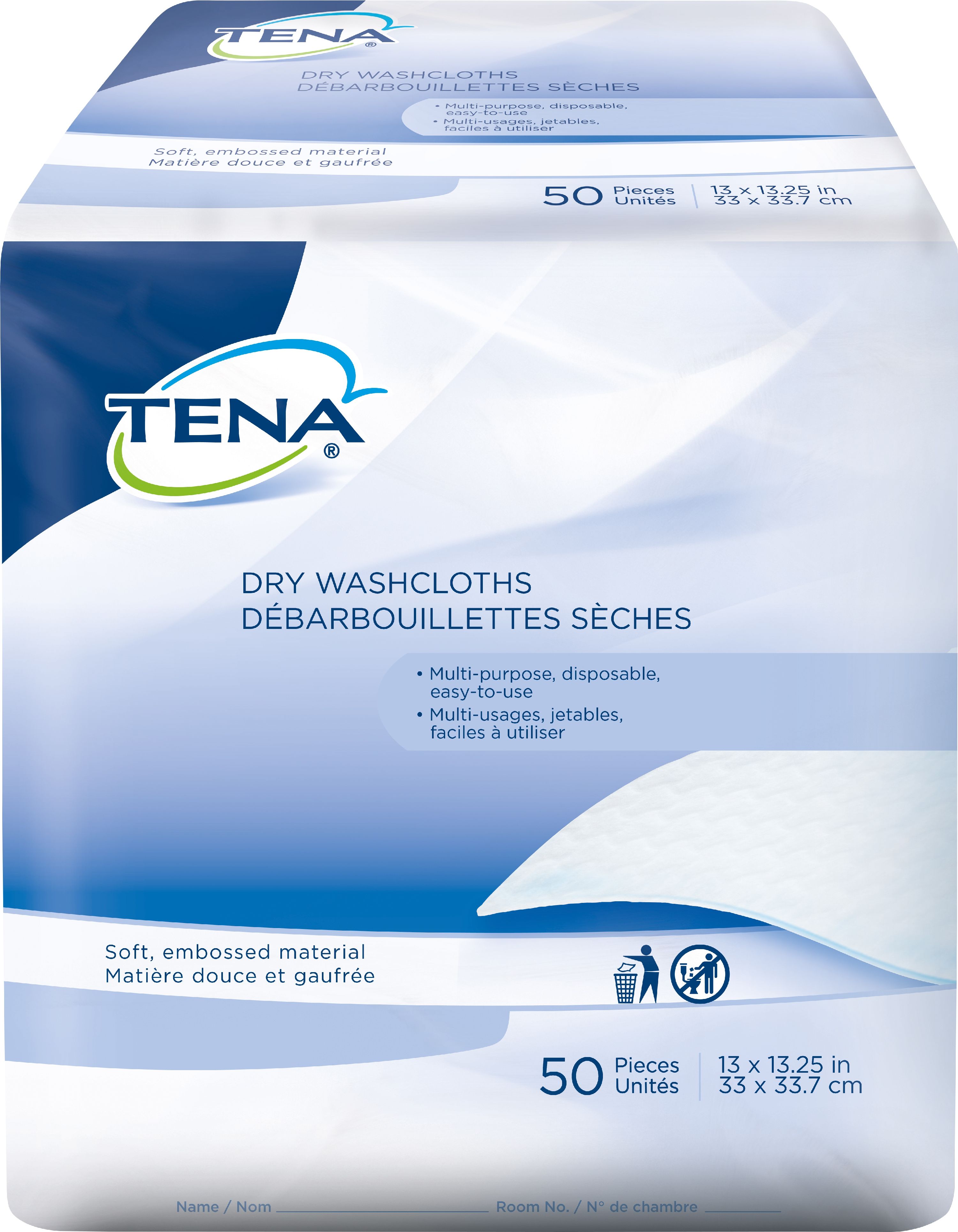 Tena Washcloth, 13 X 15 Inch White Disposable, 74500 - Case of 800 Tena