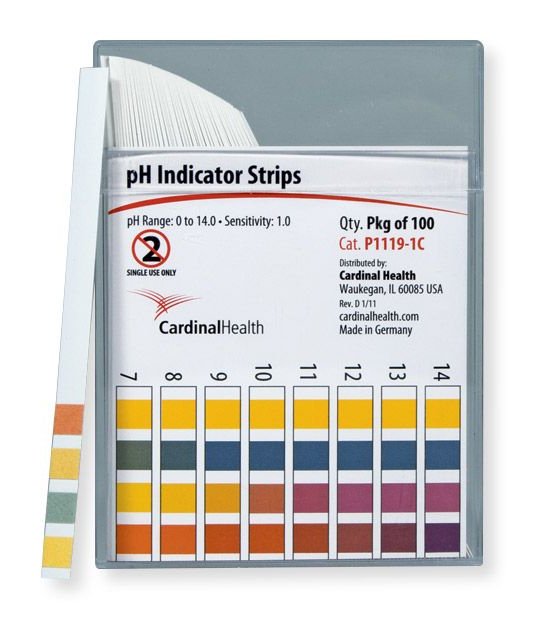 Cardinal Health pH Test Strip 0 to 14.0 pH Range 1 Pack(s), 100 Test Strips Cardinal Health