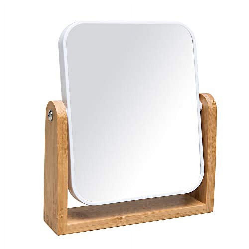 YEAKE Vanity Makeup Mirror with Natural Bamboo Stand,8 Inch 1X/3X Magnification Double Sided Magnifying Mirror YEAKE