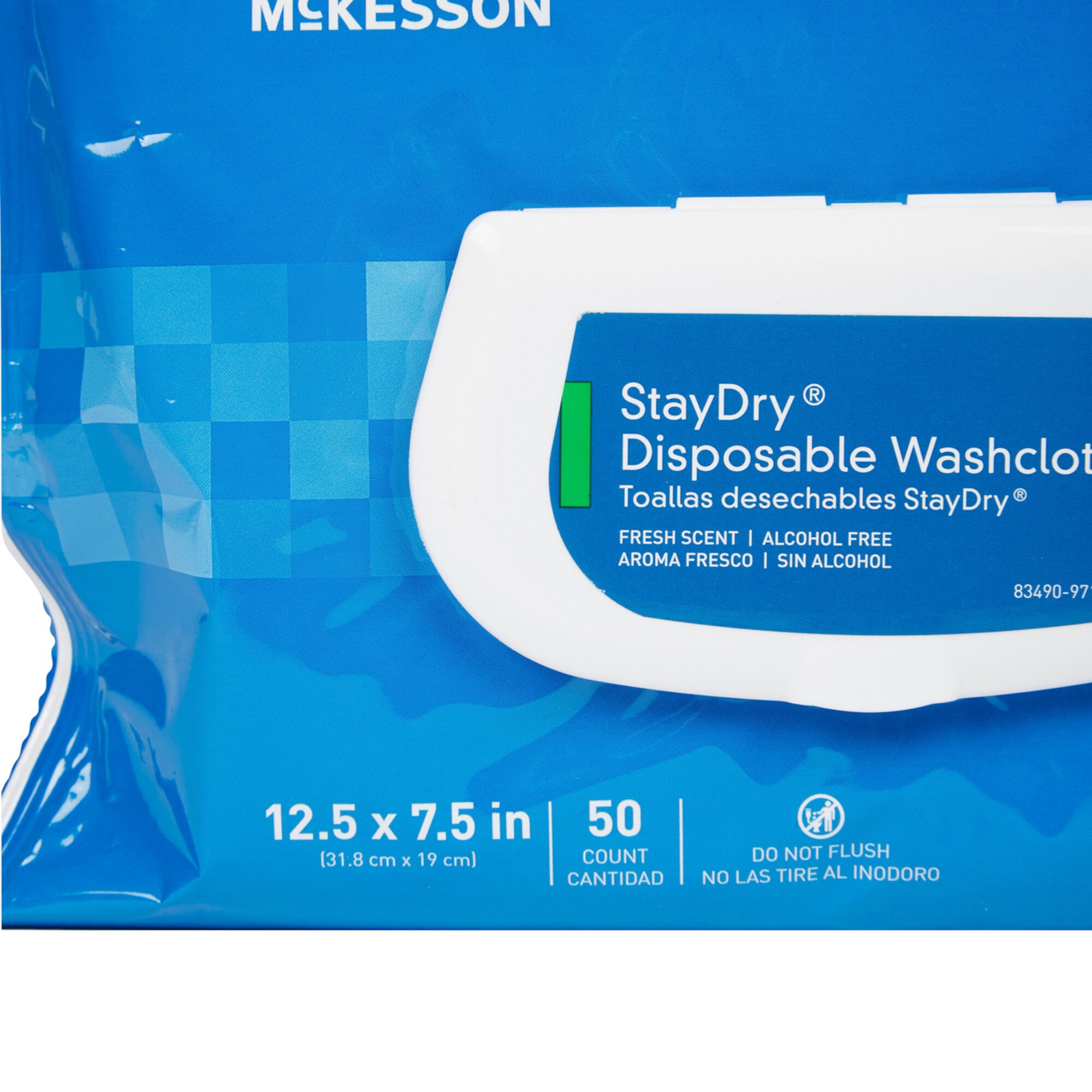 McKesson StayDry Adult Wipe or Washcloth 7.5 x 12.5" WPW50, 1 Pack 50 Wipes Mckesson