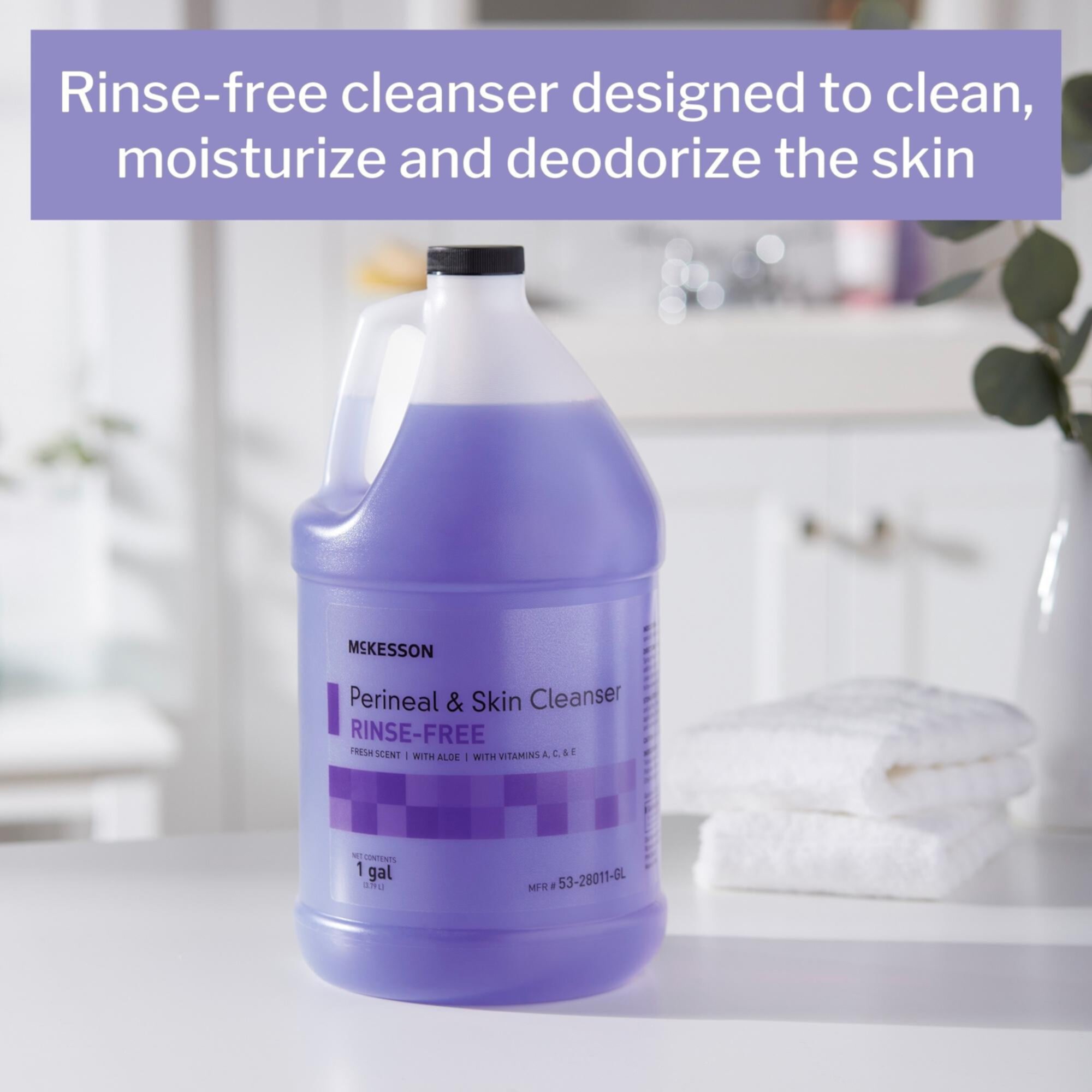 McKesson Rinse-Free Perineal Cleansing and Incontinence Care Skin Cleanser - Fresh Scent, 1 Gallon, 4 Jugs Mckesson