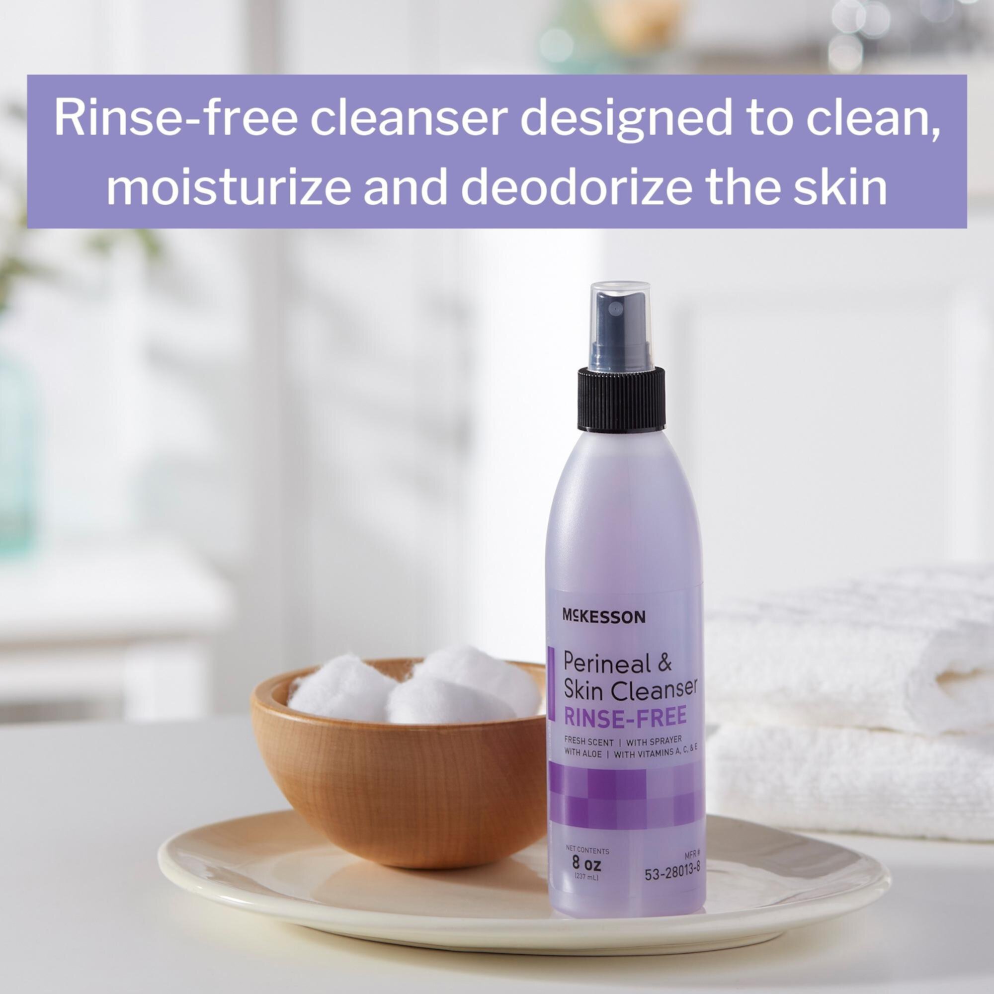 McKesson Rinse-Free Perineal Cleansing and Incontinence Care Skin Cleanser - Fresh Scent, 8 oz (Унции) Mckesson