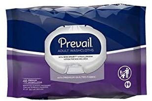 Prevail Quilted Cotton Adult Disposable Washcloths With Lotion, Large/12 X 8 Inch, 48 Count Prevail