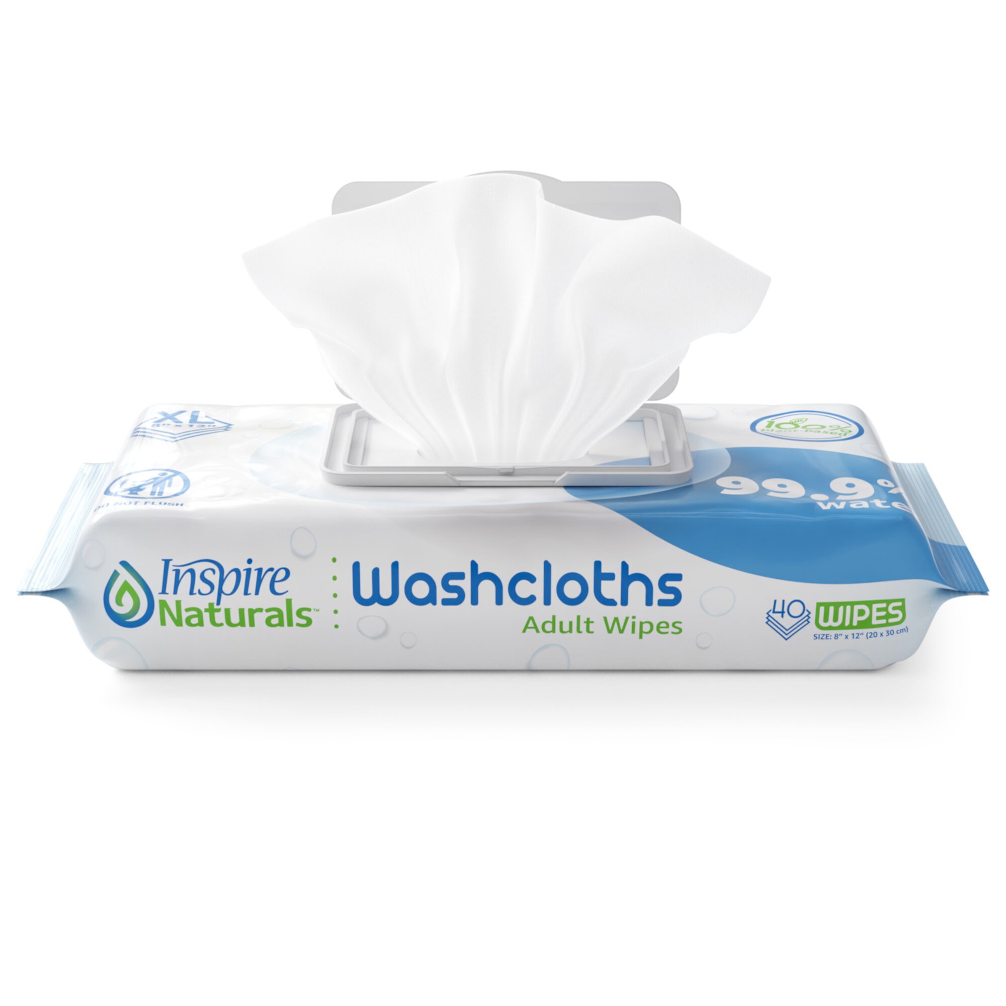 Inspire Naturals Water Based Wet Wipes For Adults | Plastic Free Adult Wipes Extra Large Unscented | Disposable Washcloths For Adults Incontinence Body Wipes Elderly (400 - (10 Packs of 40)) Visit the INSPIRE Store