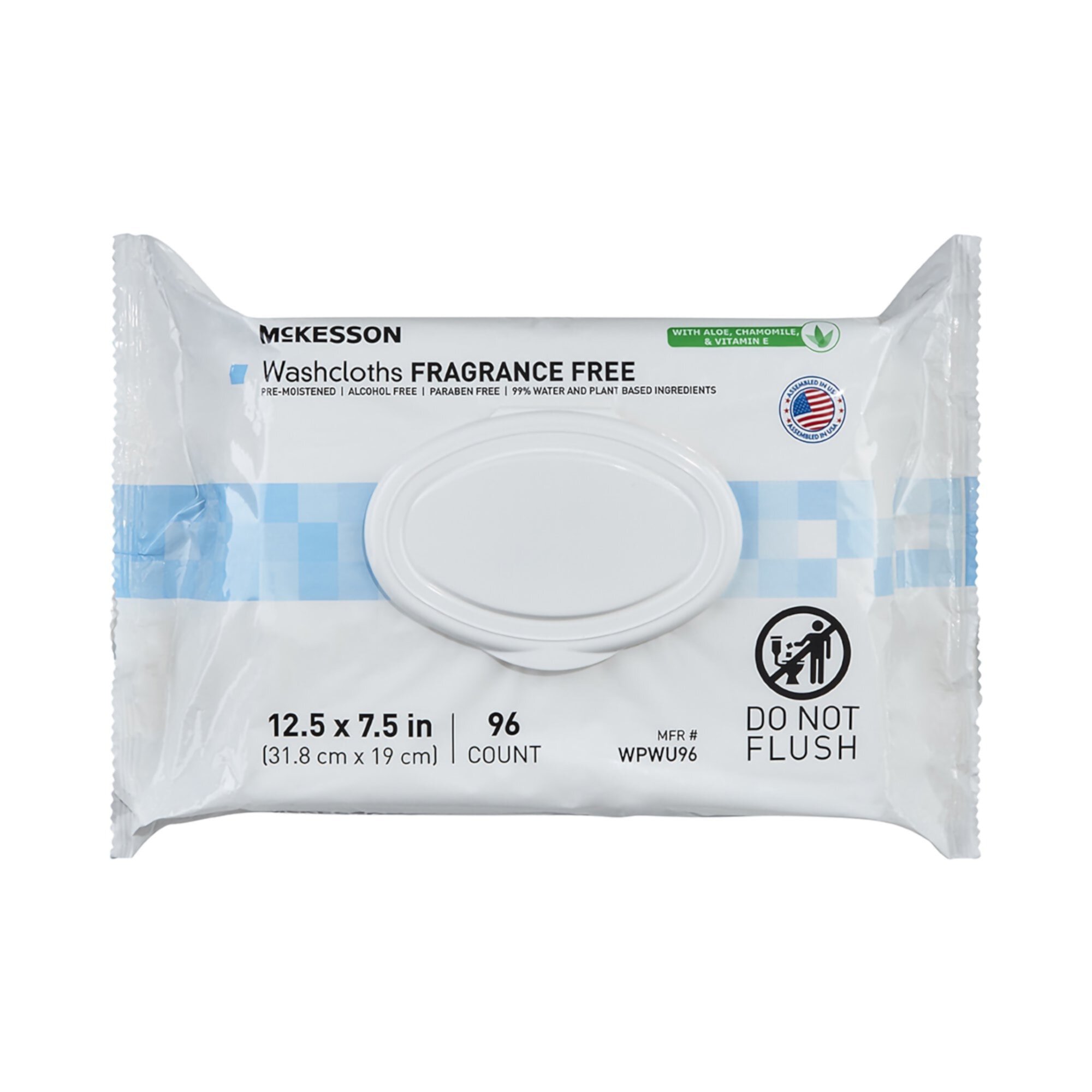 McKesson StayDry Adult Wipes and Washcloths  7.5 x 12.5" WPW100, 1 Pack 100 Wipes StayDry