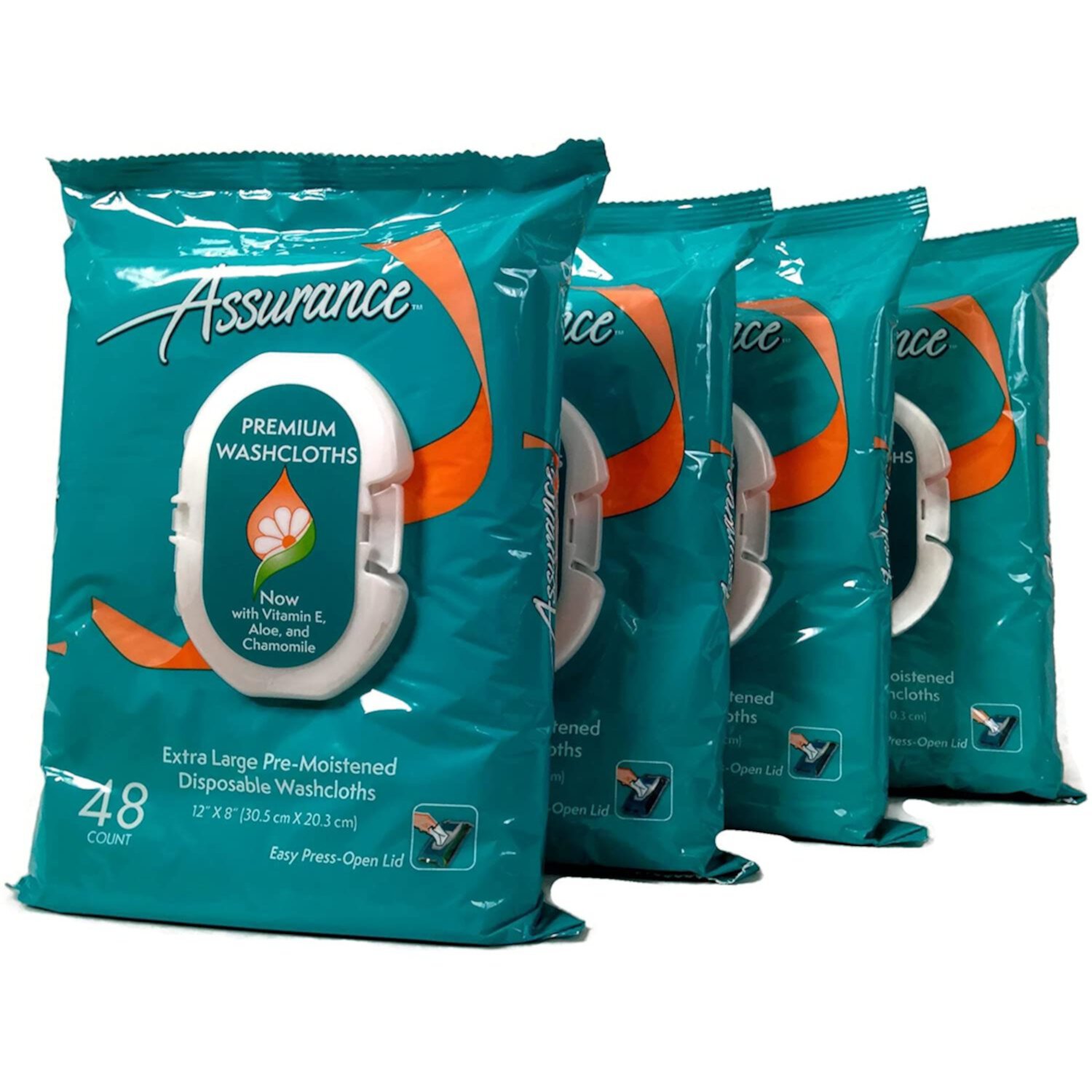 Tilldsd Premium Pre-moistened Disposable Washcloths, Extra Large, 48ct, Multipack of 4 (192 Wipes Total) Tilldsd