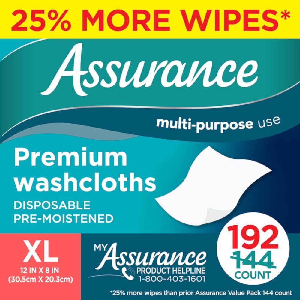 Premium Washcloths Value Pack 192 Count Carton, More Wipes Premium