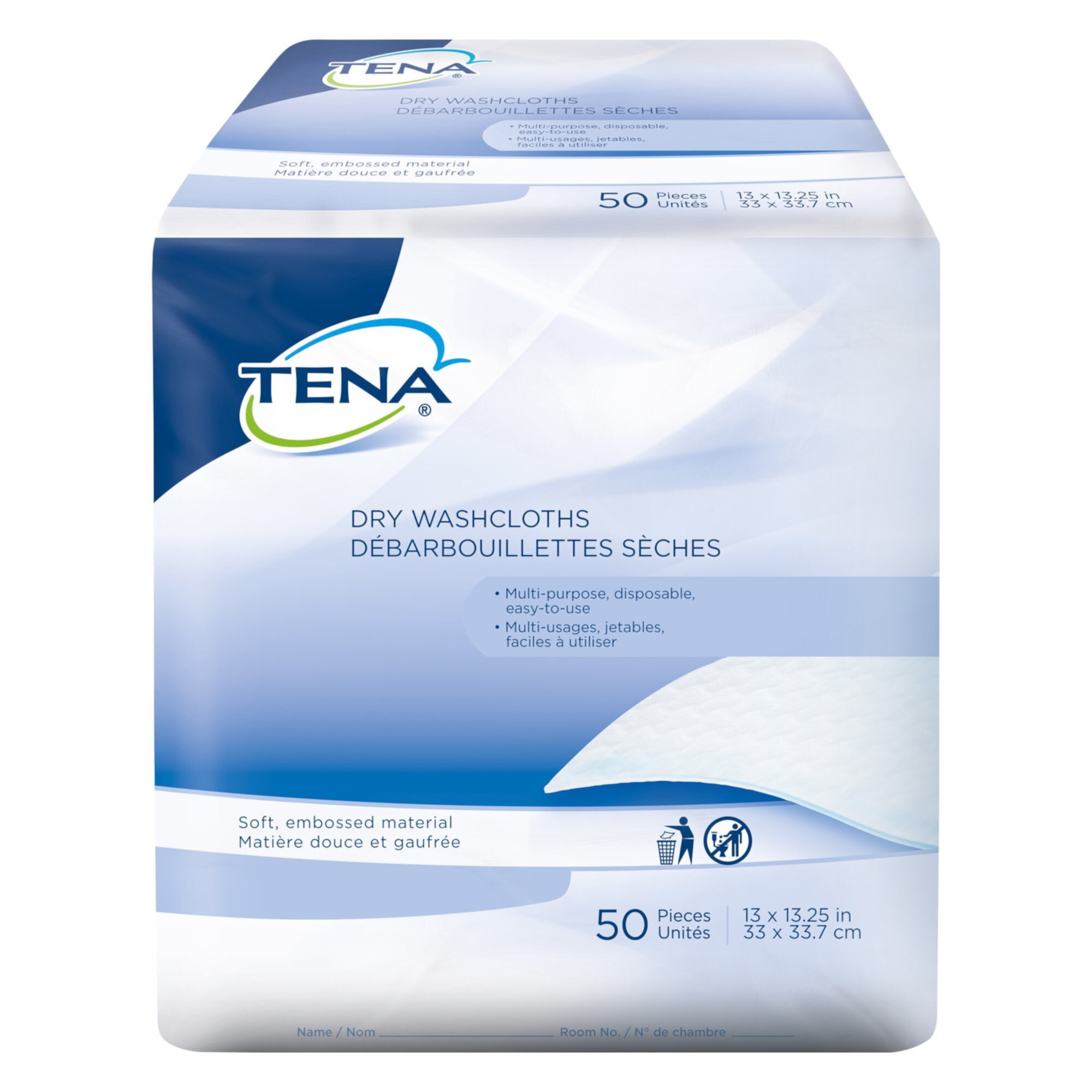 TENA ProSkin Dry Adult Wipe or Washcloth 13 X 13-1/2 Inch 74500, 1 Pack 50 Wipes Tena